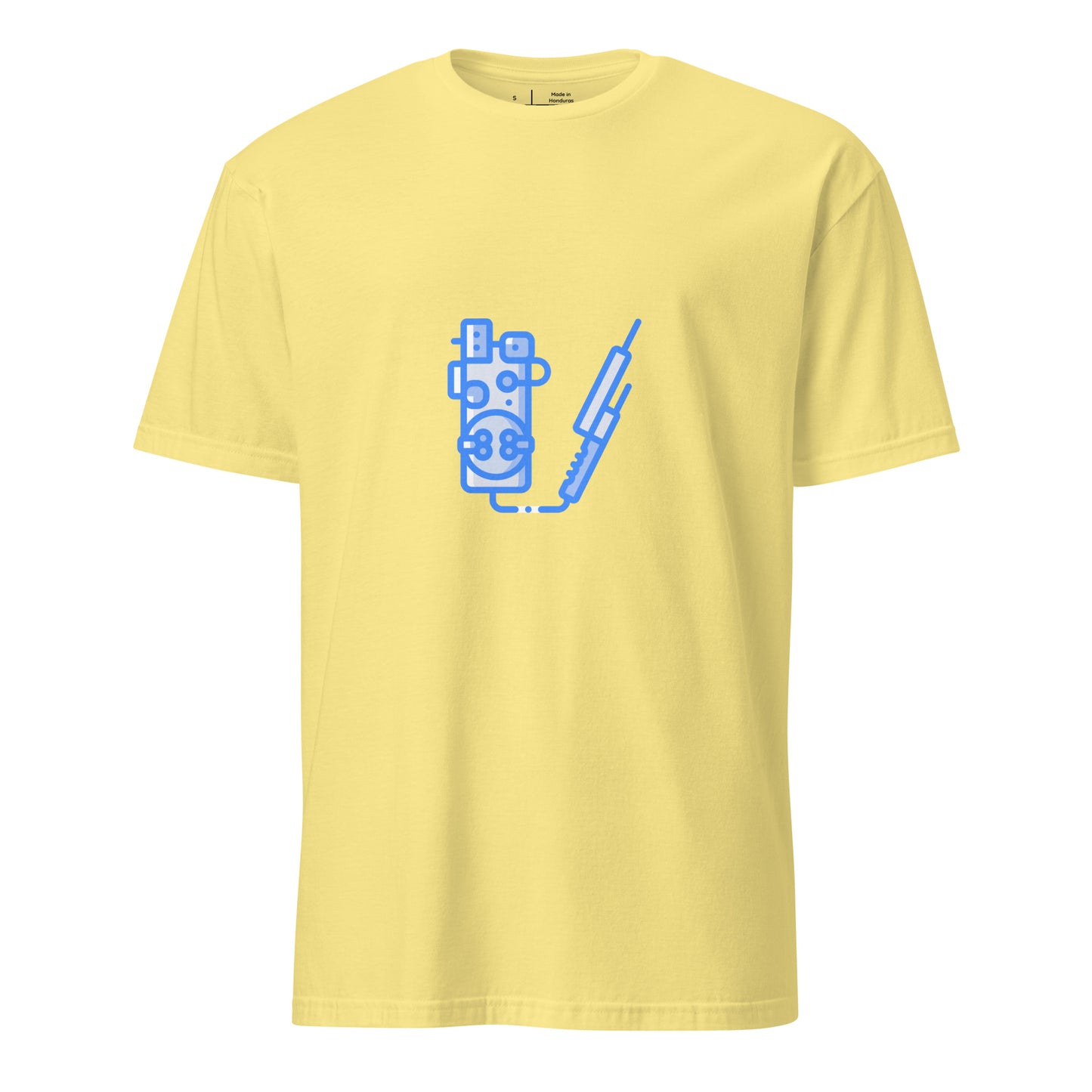 Proton Unit - Futuristic Gadget - Neon Blue - Short-Sleeve Unisex T-Shirt - Graphic Tee - Cornsilk - Front