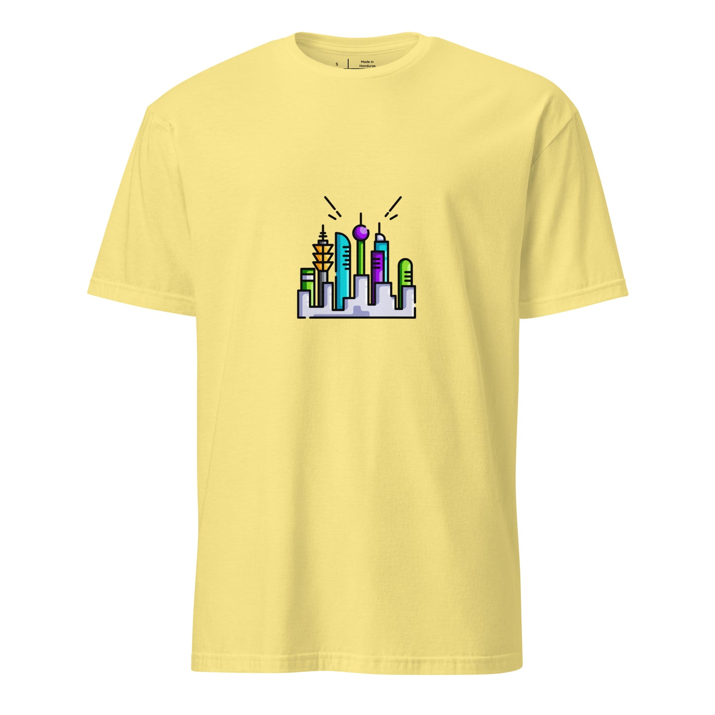 Cyber City 2 - Signal From The Skyline - Short-Sleeve Unisex T-Shirt - Graphic Tee - Cornsilk - Front