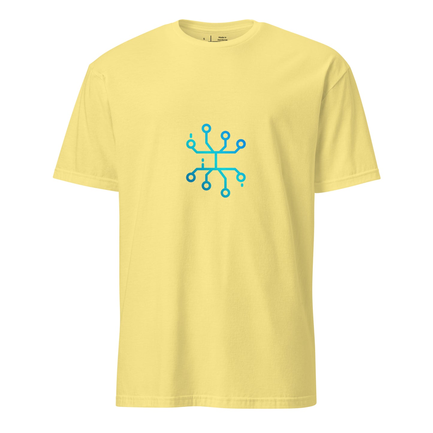 “Neural Bloom” – Circuit Flower - Short-Sleeve Unisex T-Shirt - Graphic Tee - Cornsilk - Front