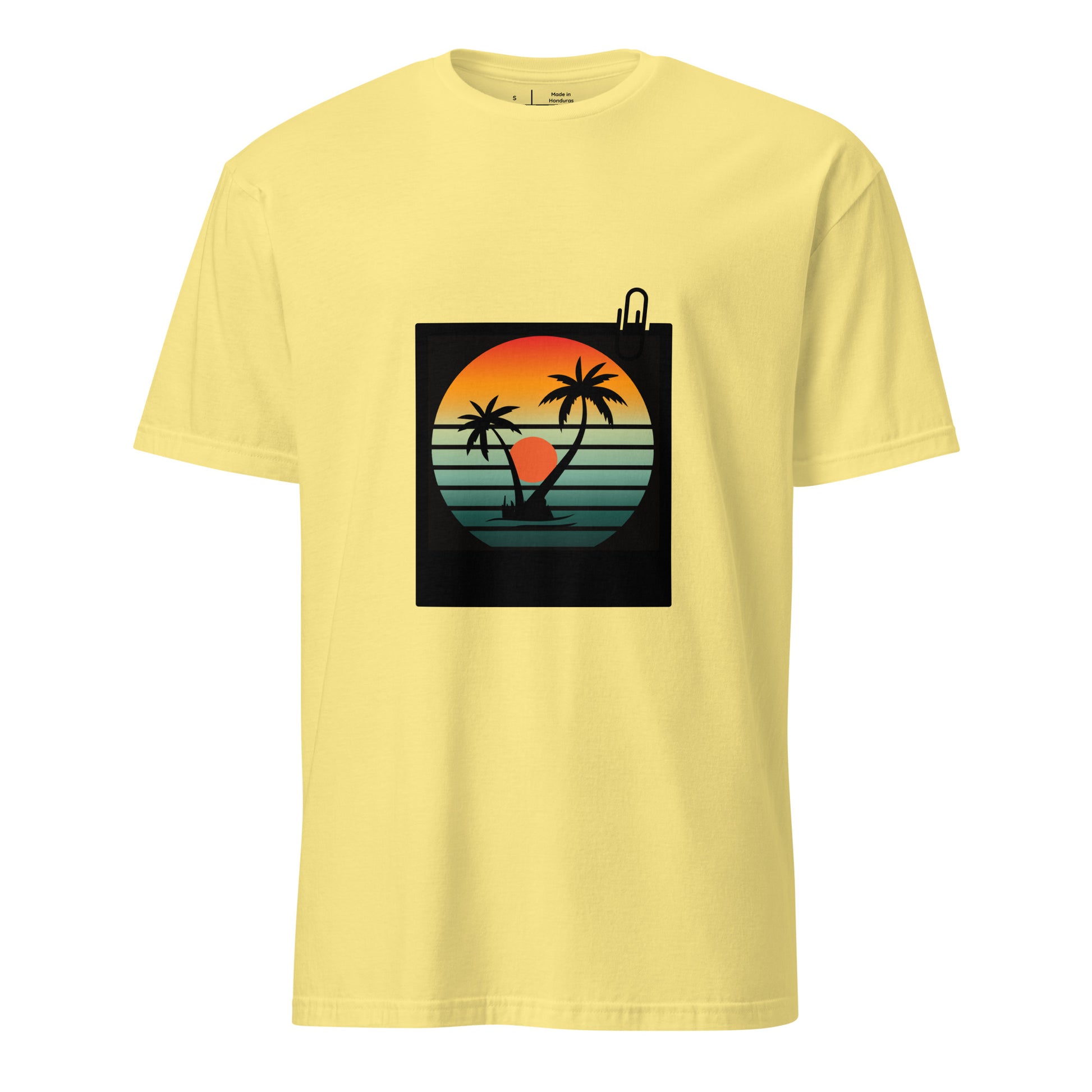 Tropical - Retro Sunset Vibes - Short-Sleeve Unisex T-Shirt - Graphic Tee - Cornsilk - Front