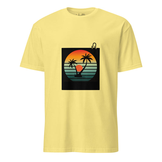 Tropical - Retro Sunset Vibes - Short-Sleeve Unisex T-Shirt - Graphic Tee - Cornsilk - Front