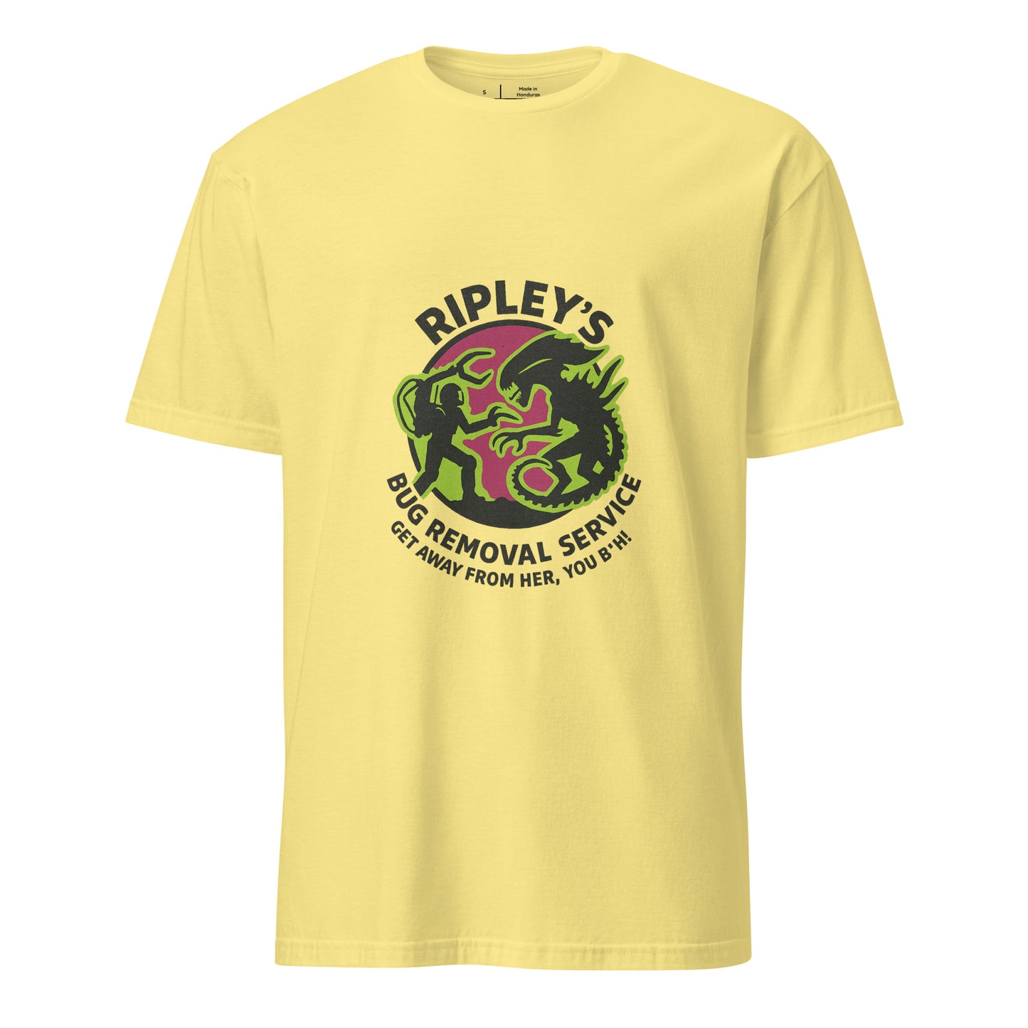 Ripley’s Bug Removal Service – Sci-Fi Parody - Short-Sleeve Unisex T-Shirt - Graphic Tee - Cornsilk - Front