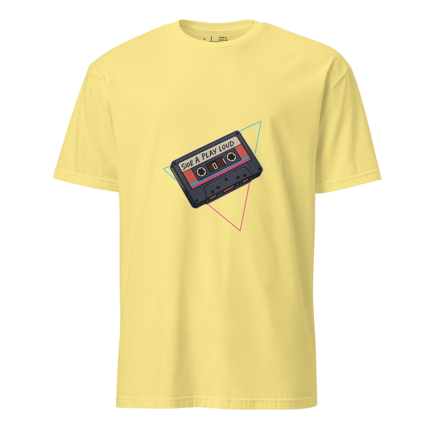 Side A. Play Loud - Retro Music Lover - Short-Sleeve Unisex T-Shirt - Graphic Tee - Cornsilk - Front