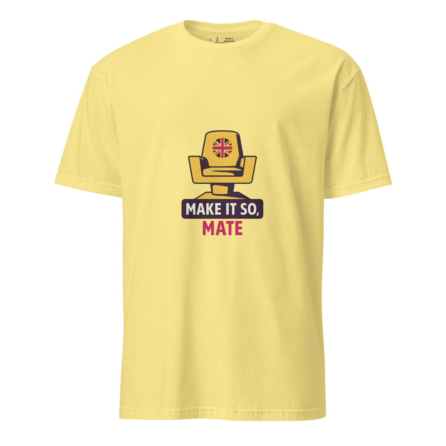 Make It So Mate — Star Trek Meets British Banter - Short-Sleeve Unisex T-Shirt - Graphic Tee - Cornsilk - Front