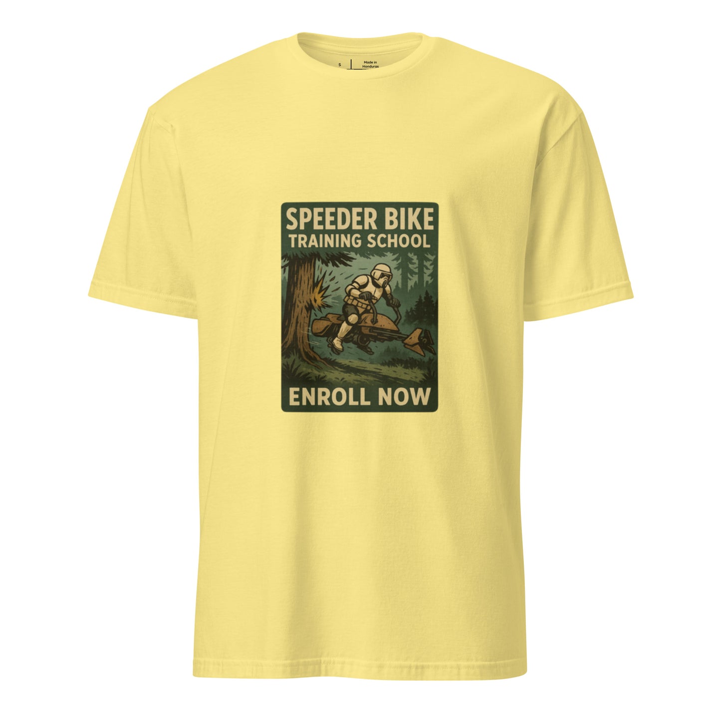 Speeder Training School – Ride Like A Pro - Short-Sleeve Unisex T-Shirt - Graphic Tee - Cornsilk - Front