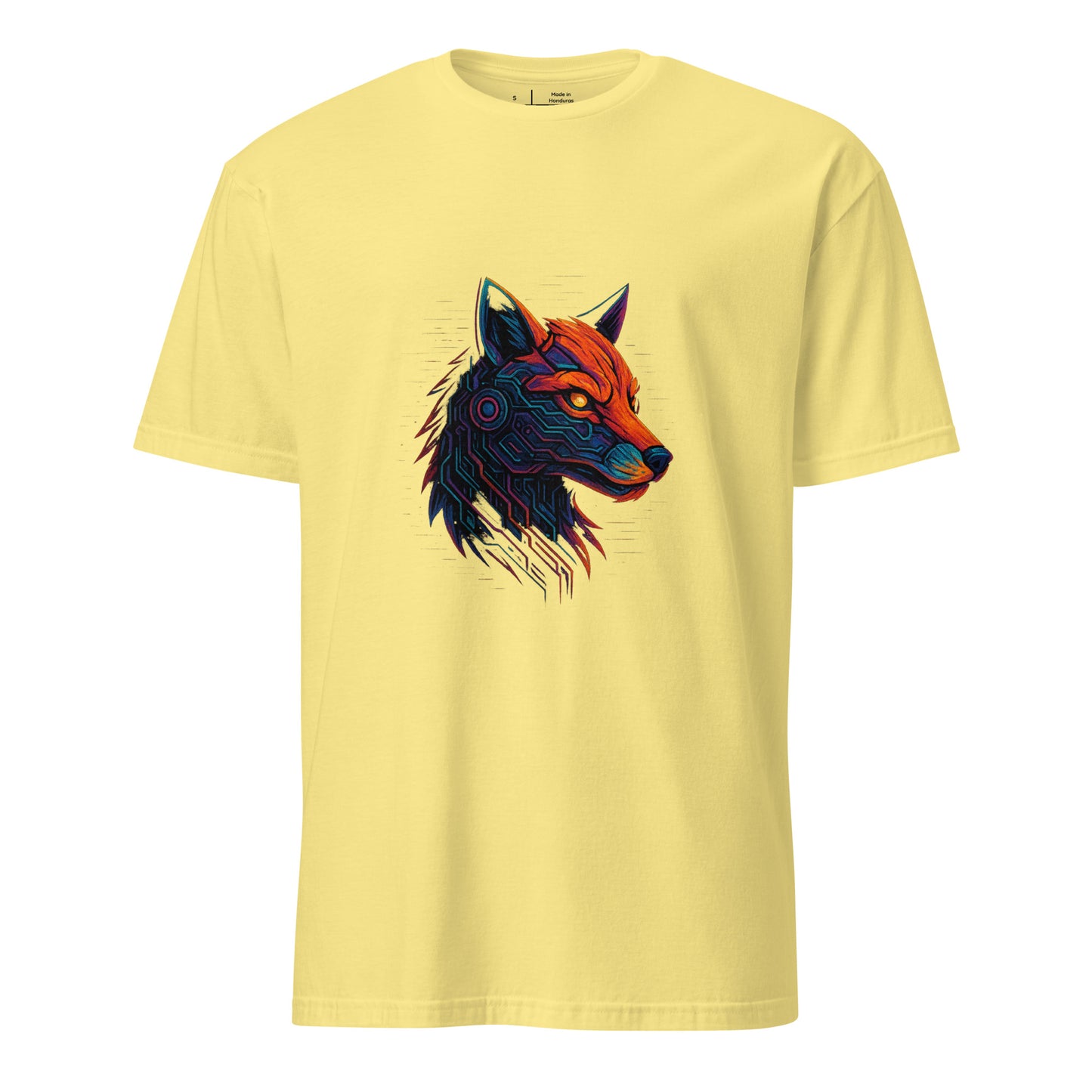  Cyber Fox – Neon Trickster - Short-Sleeve Unisex T-Shirt - Graphic Tee - Cornsilk - Front