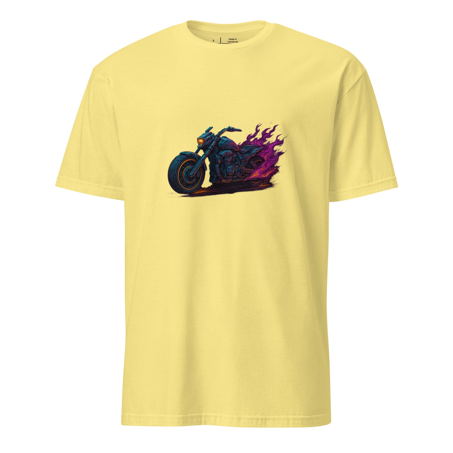 Mecha Chopper – Ride The Machine, Rule The Streets - Short-Sleeve Unisex T-Shirt - Graphic Tee - Cornsilk - Front