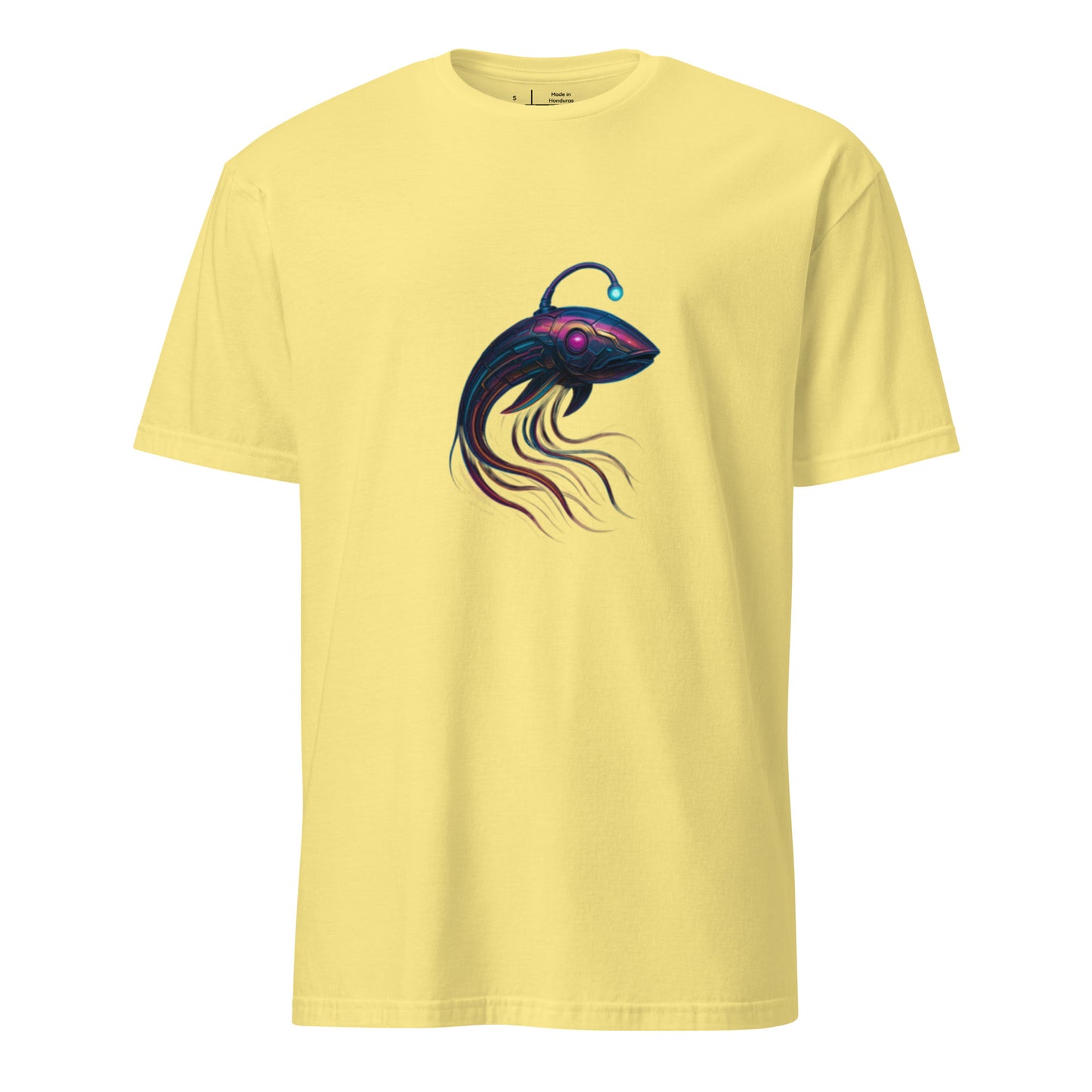 Cyber Squid – The Deep Tech Leviathan - Short-Sleeve Unisex T-Shirt - Graphic Tee - Cornsilk - Front