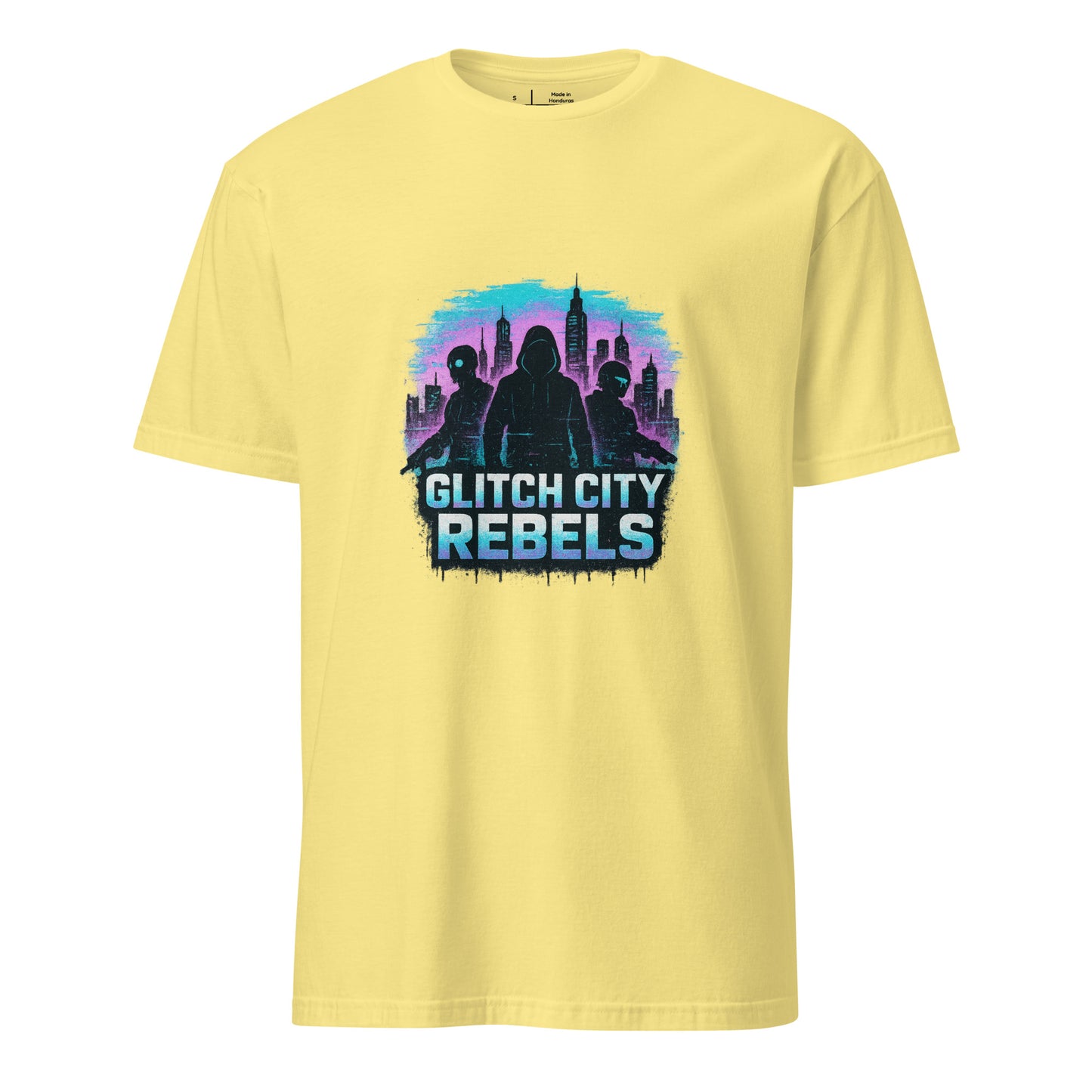 Glitch City Rebels - Digital Attitude - Short-Sleeve Unisex T-Shirt - Graphic Tee - Cornsilk - Front