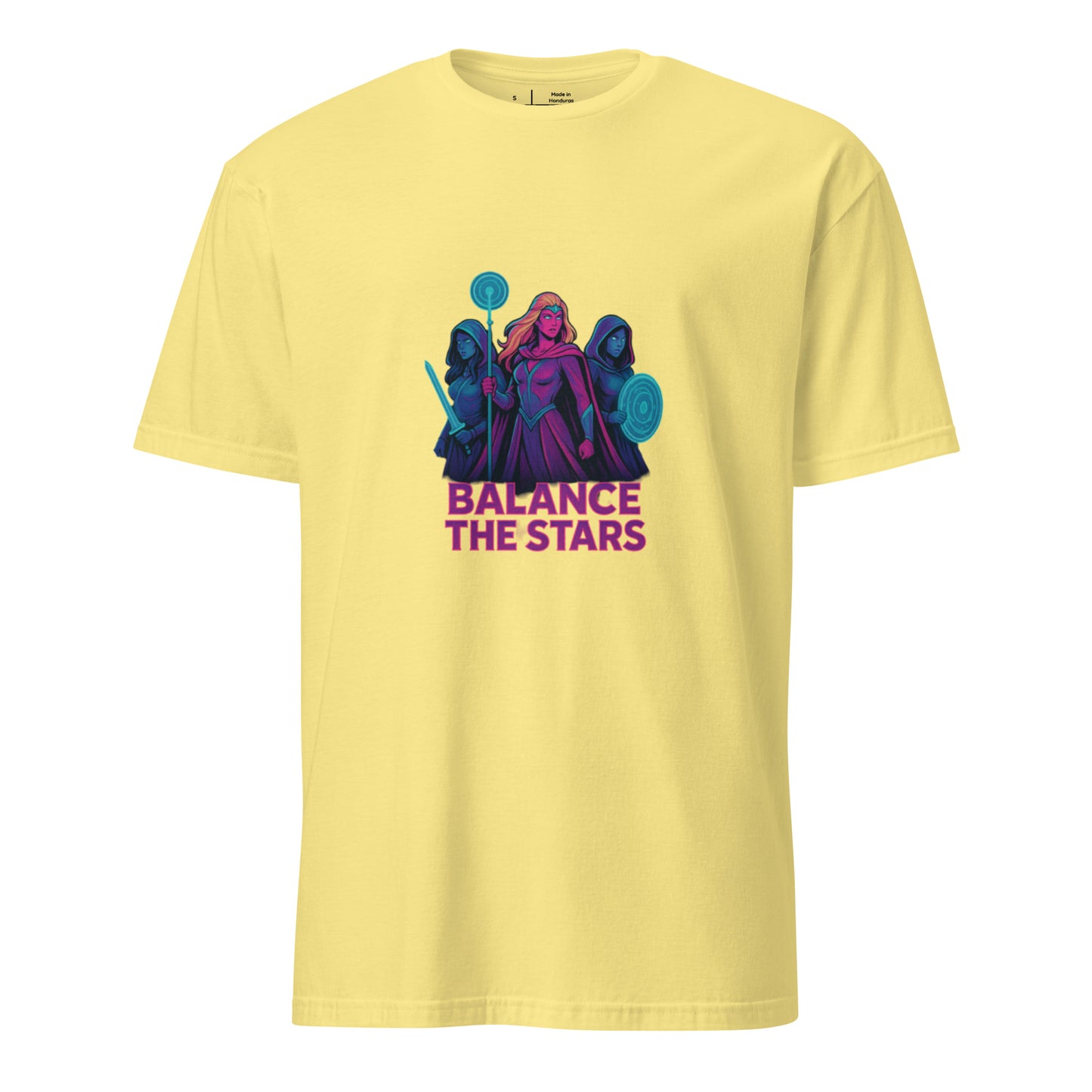 Galaxy Spirit Sisterhood - Neon Pop Warriors - Short-Sleeve Unisex T-Shirt - Graphic Tee - Cornsilk - Front