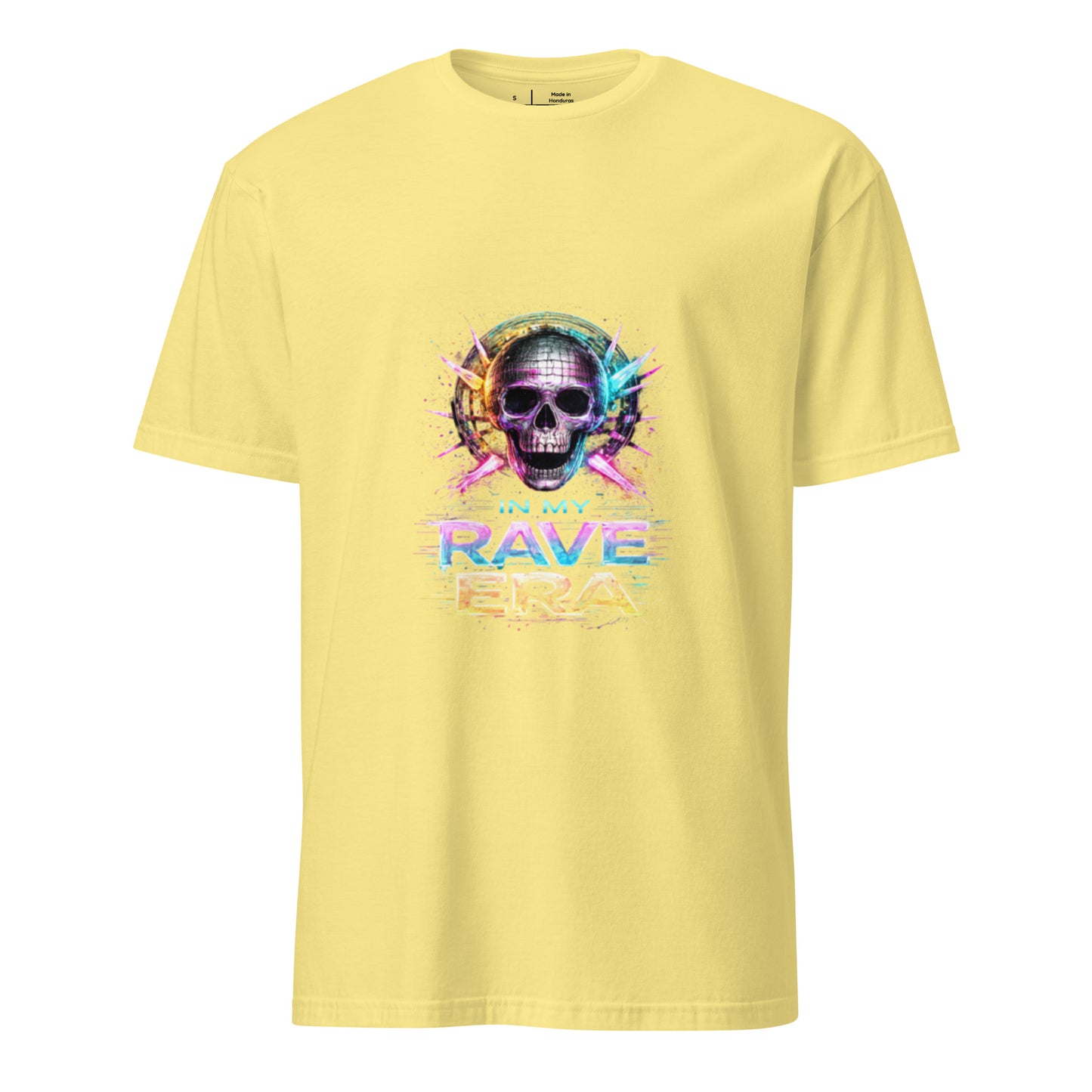 In My Rave Era – Neon Skull Festival - Short-Sleeve Unisex T-Shirt - Graphic Tee - Cornsilk - Front