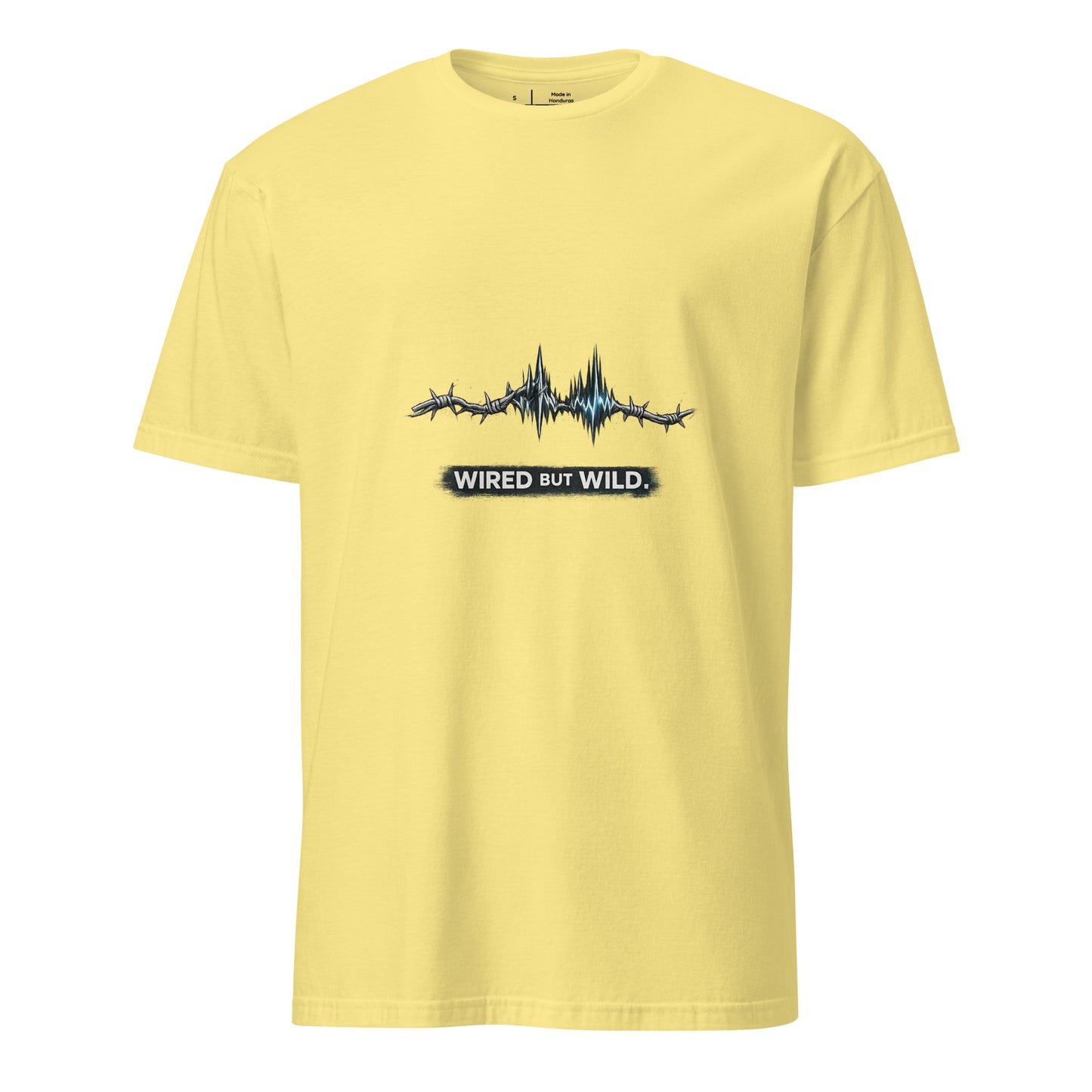 Wired But Wild – Urban Audio - Short-Sleeve Unisex T-Shirt - Graphic Tee - Cornsilk - Front