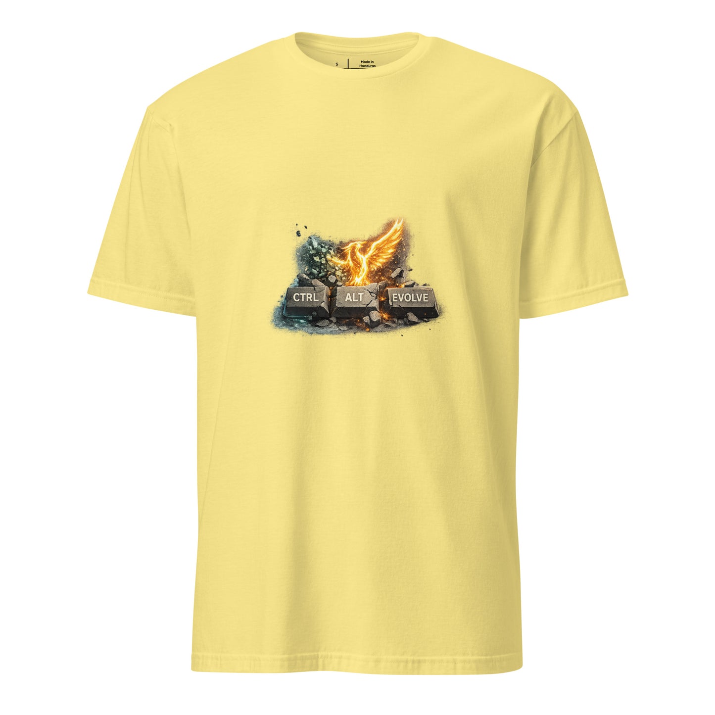 Ctrl + Alt + Evolve – Rebirth Mindset - Short-Sleeve Unisex T-Shirt - Graphic Tee - Cornsilk - Front