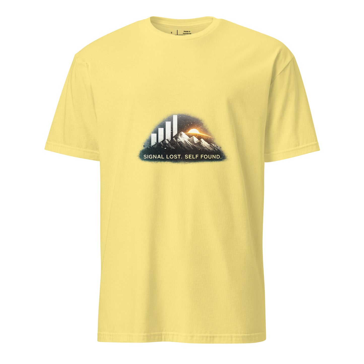 Signal Lost. Self Found. – Digital Detox - Short-Sleeve Unisex T-Shirt - Graphic Tee - Cornsilk - Front