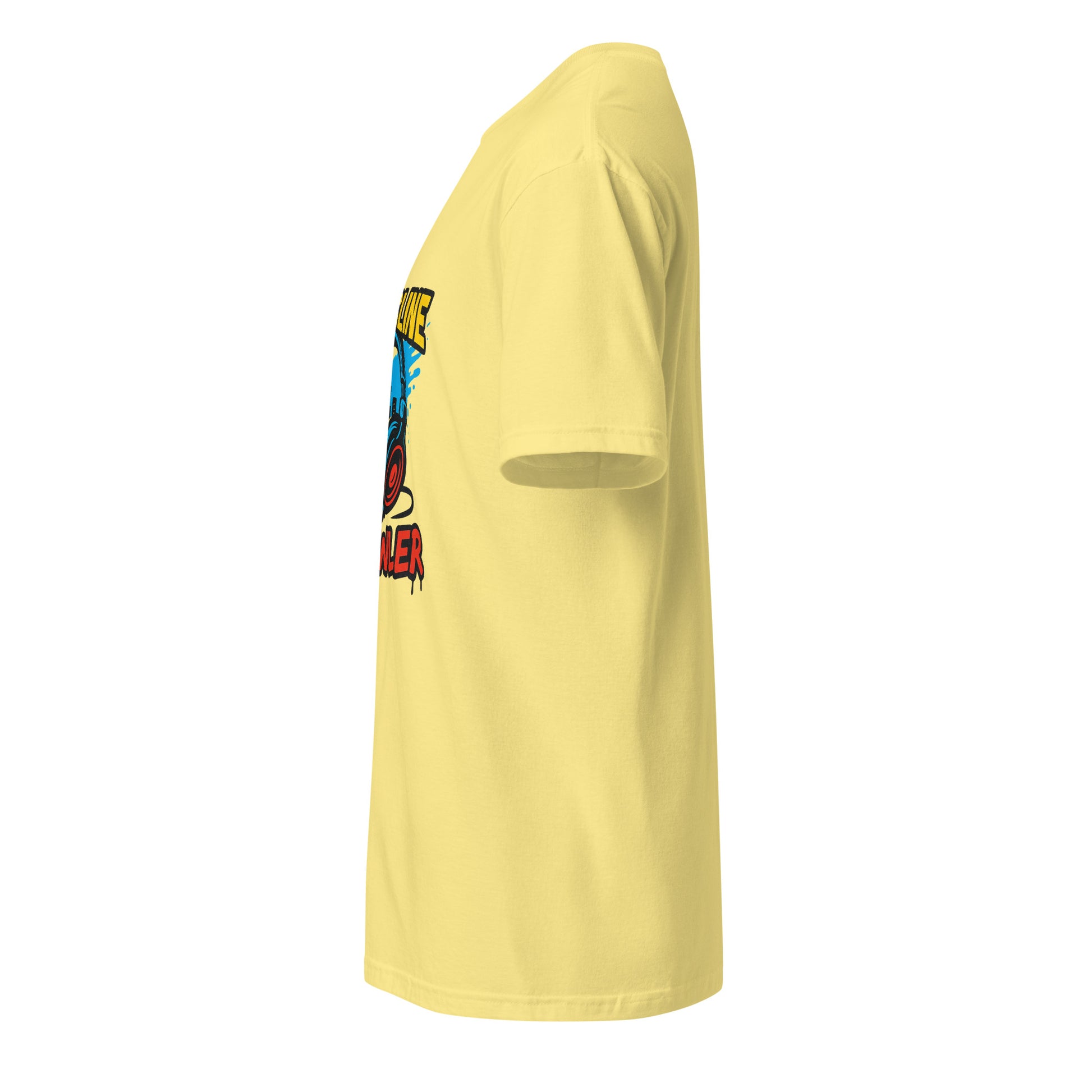 Bassline Brawler - Battle-Ready Beats - Short-Sleeve Unisex T-Shirt - Graphic Tee - Cornsilk - Left side