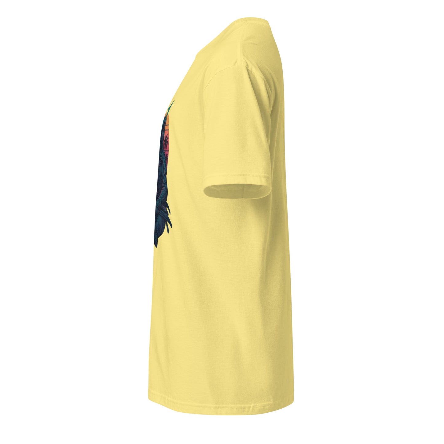Headphone Samurai - Balance Meets Beats - Short-Sleeve Unisex T-Shirt - Graphic Tee - Cornsilk - Left side