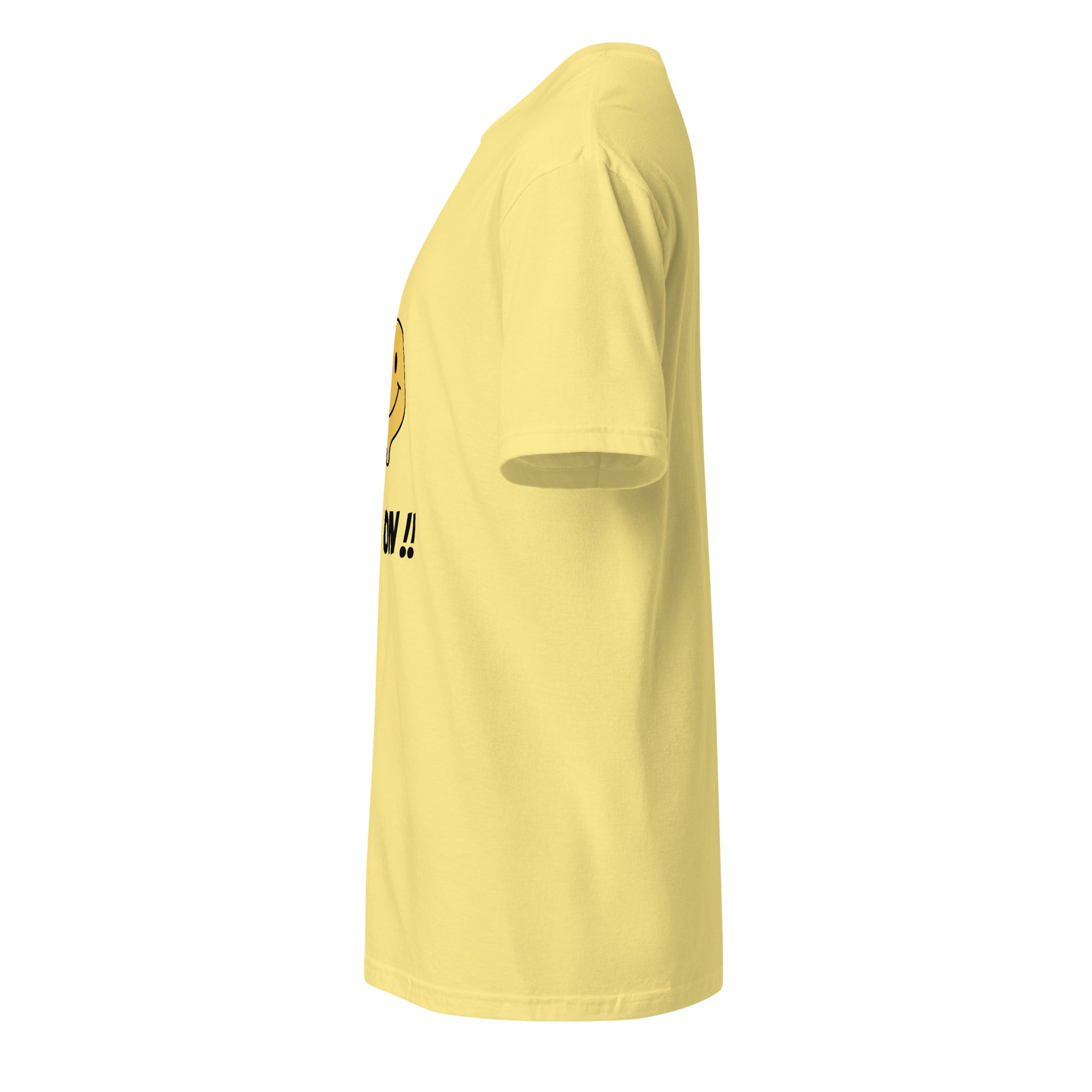 Rave On - Smiley Icon - Short-Sleeve Unisex T-Shirt - Graphic Tee - Cornsilk - Left side