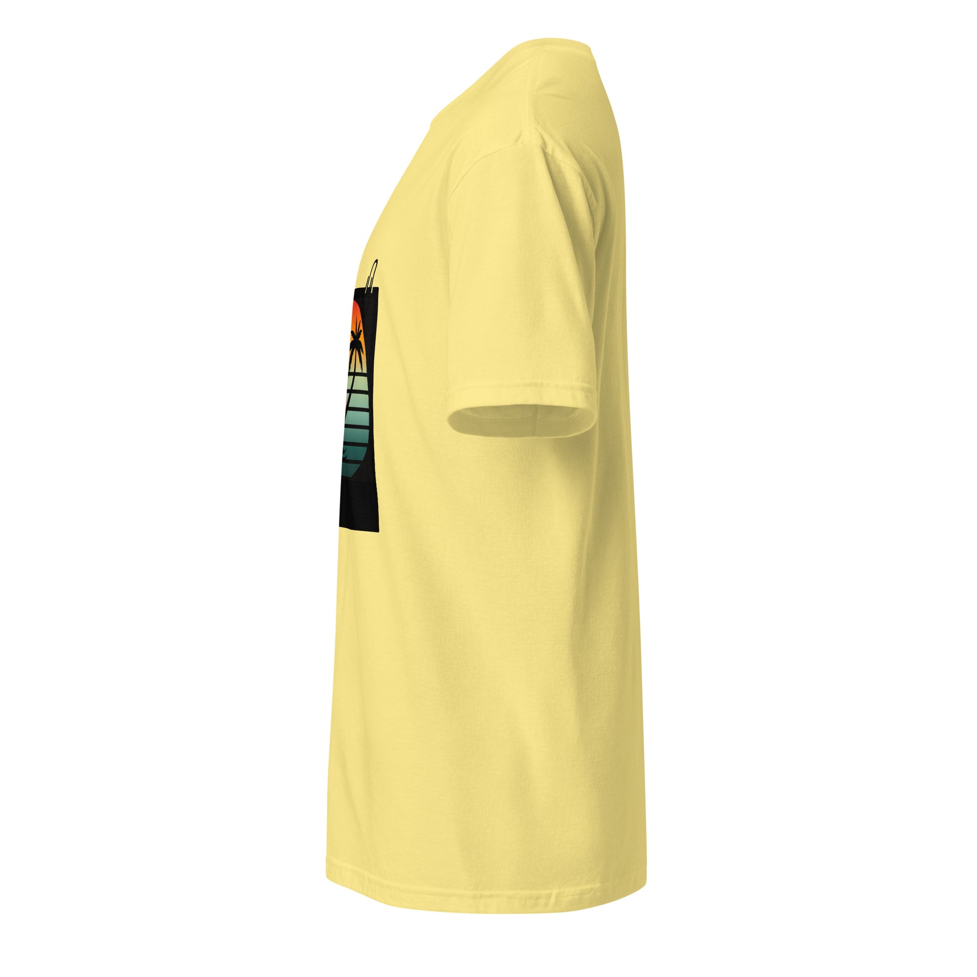 Tropical - Retro Sunset Vibes - Short-Sleeve Unisex T-Shirt - Graphic Tee - Cornsilk - Left side
