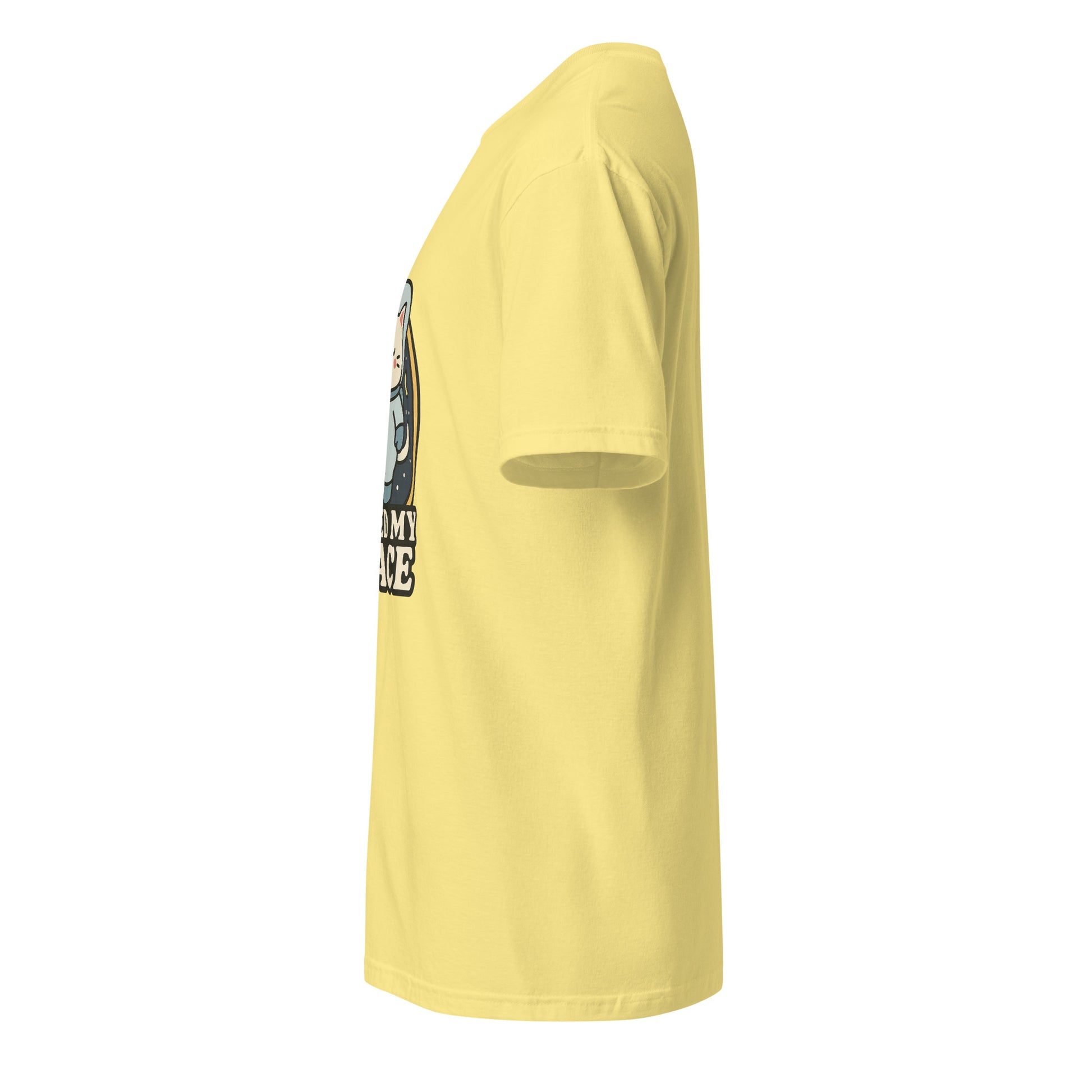 I Need Space – Lucky Cat Astronaut - Short-Sleeve Unisex T-Shirt - Graphic Tee - Cornsilk - Left side