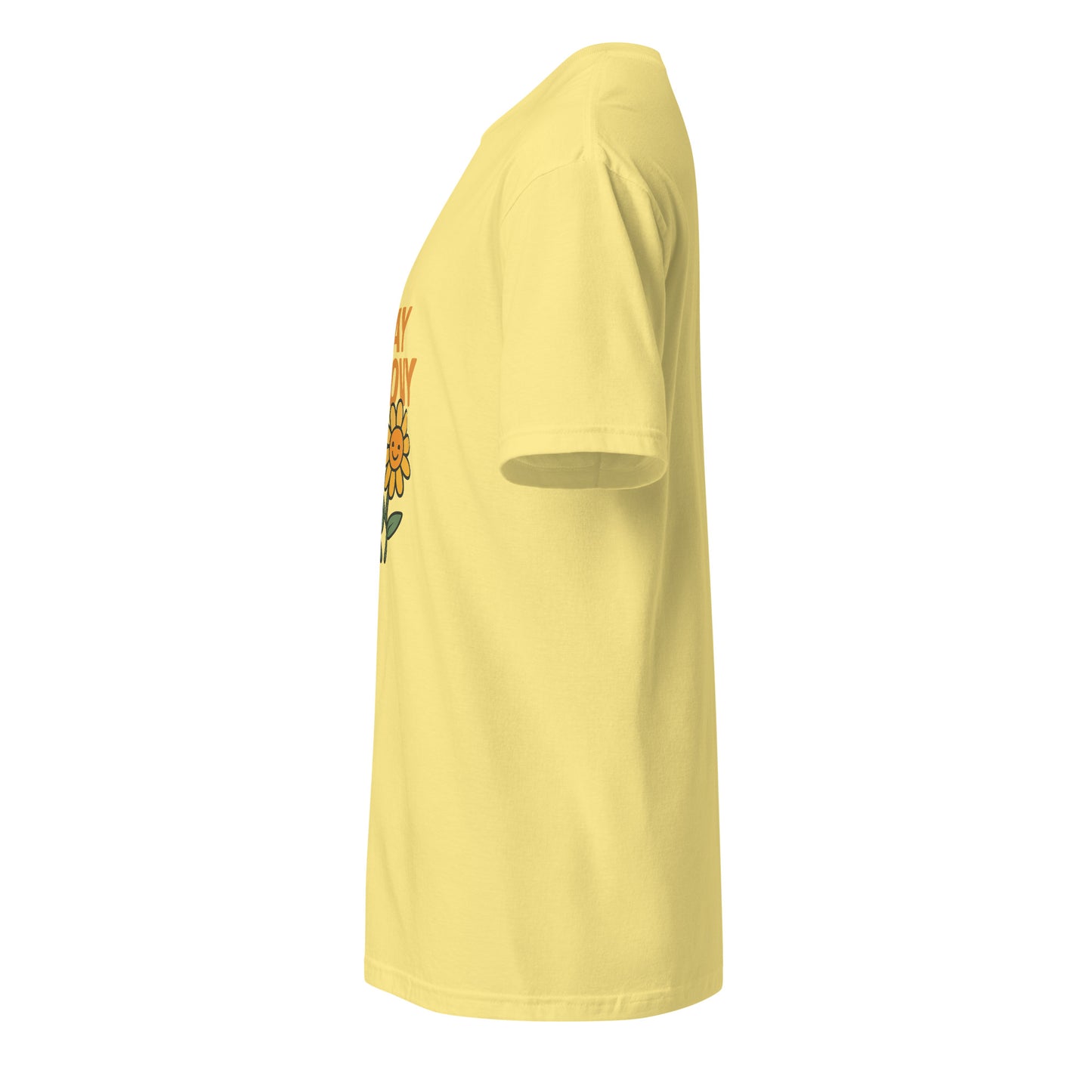 Stay Groovy – Retro Flower Power - Short-Sleeve Unisex T-Shirt - Graphic Tee - Cornsilk - Left side