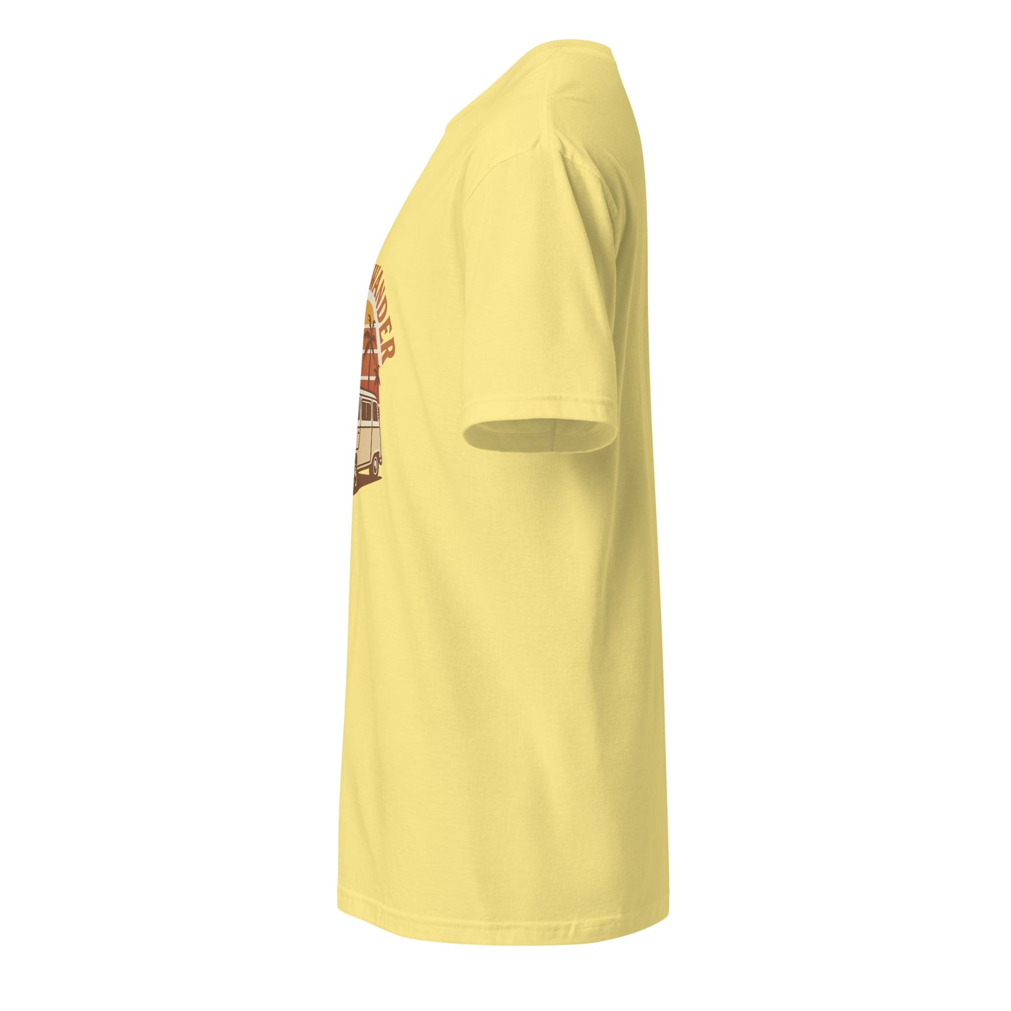 Born To Wander – Sunset Camper Edition - Short-Sleeve Unisex T-Shirt - Graphic Tee - Cornsilk - Left side