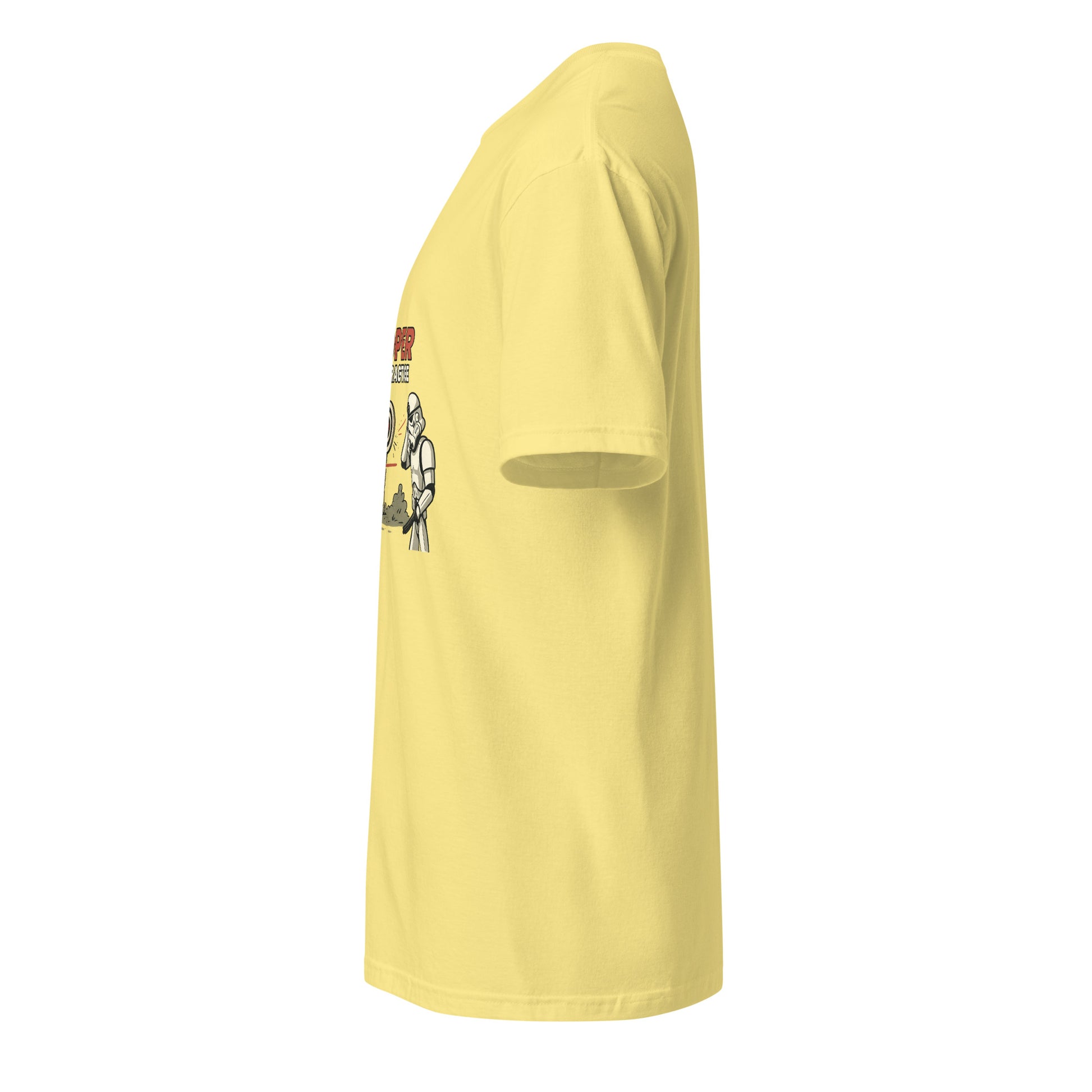 Trooper Target Practice – Aiming's Overrated Anyway - Short-Sleeve Unisex T-Shirt - Graphic Tee - Cornsilk - Left side
