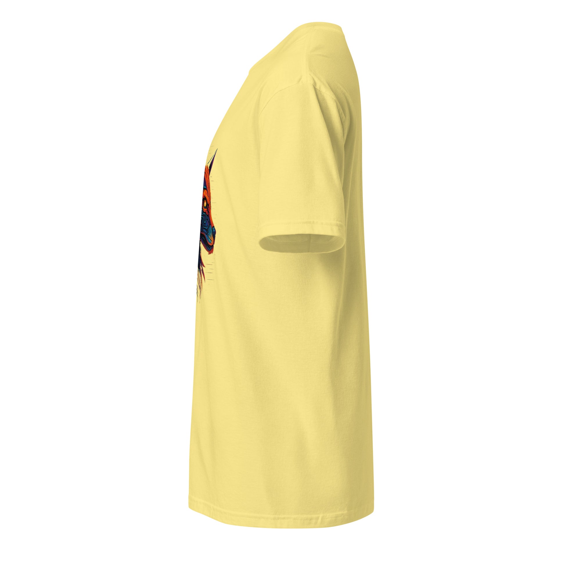  Cyber Fox – Neon Trickster - Short-Sleeve Unisex T-Shirt - Graphic Tee - Cornsilk - Left side