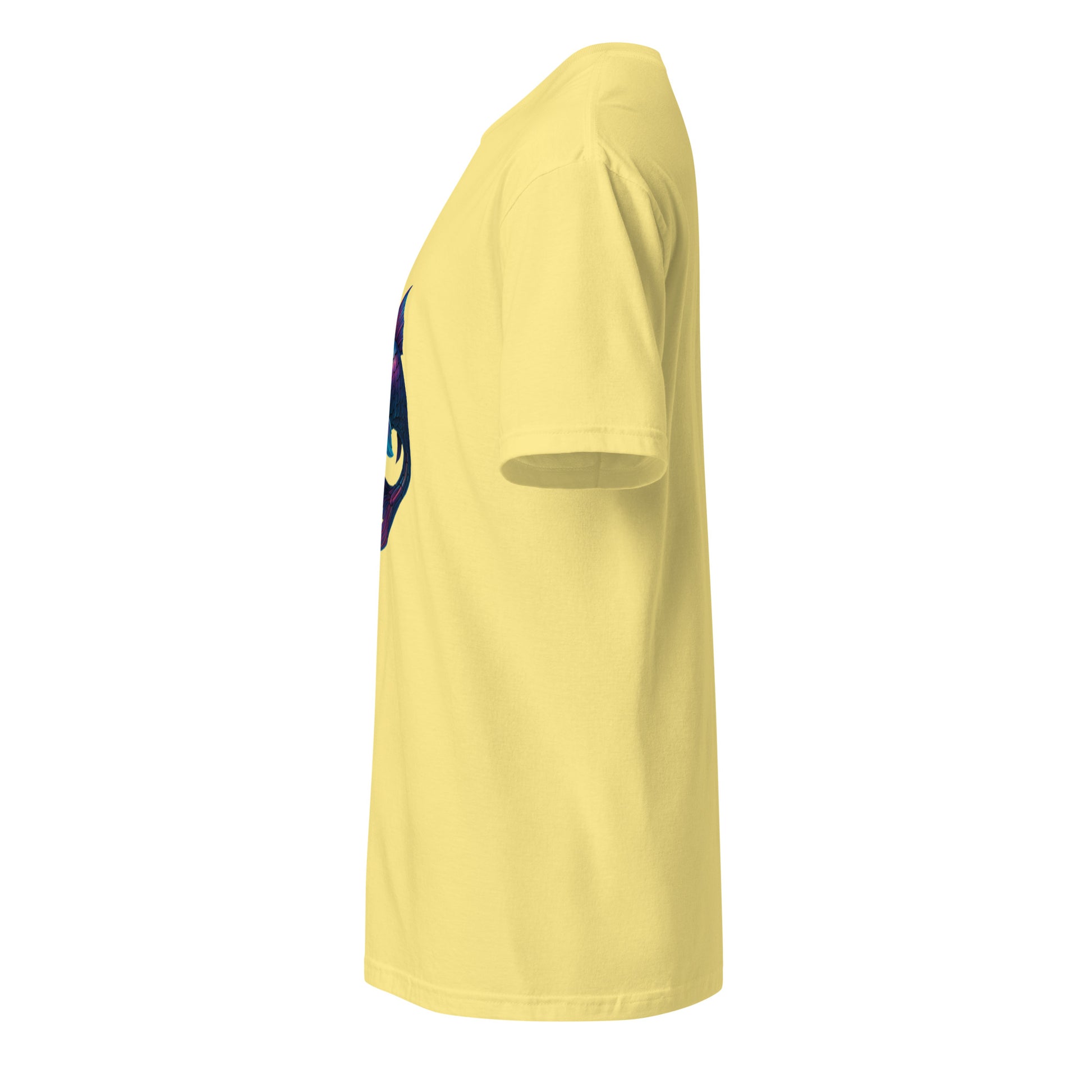 Cyber Koi – Neon Serenity - Short-Sleeve Unisex T-Shirt - Graphic Tee - Cornsilk - Left side