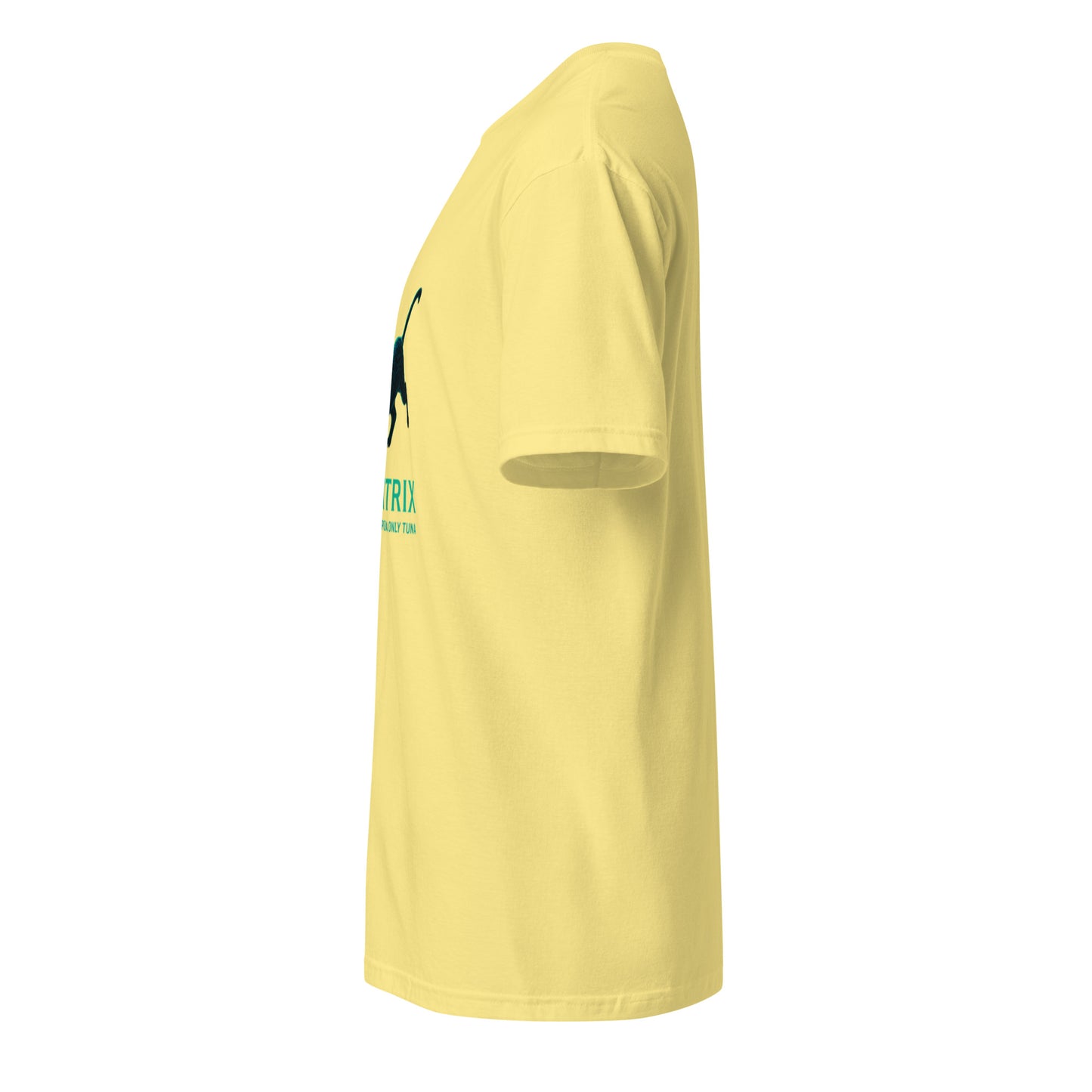 Meowtrix – Cyber Cat Matrix Parody - Short-Sleeve Unisex T-Shirt - Graphic Tee - Cornsilk - Left side