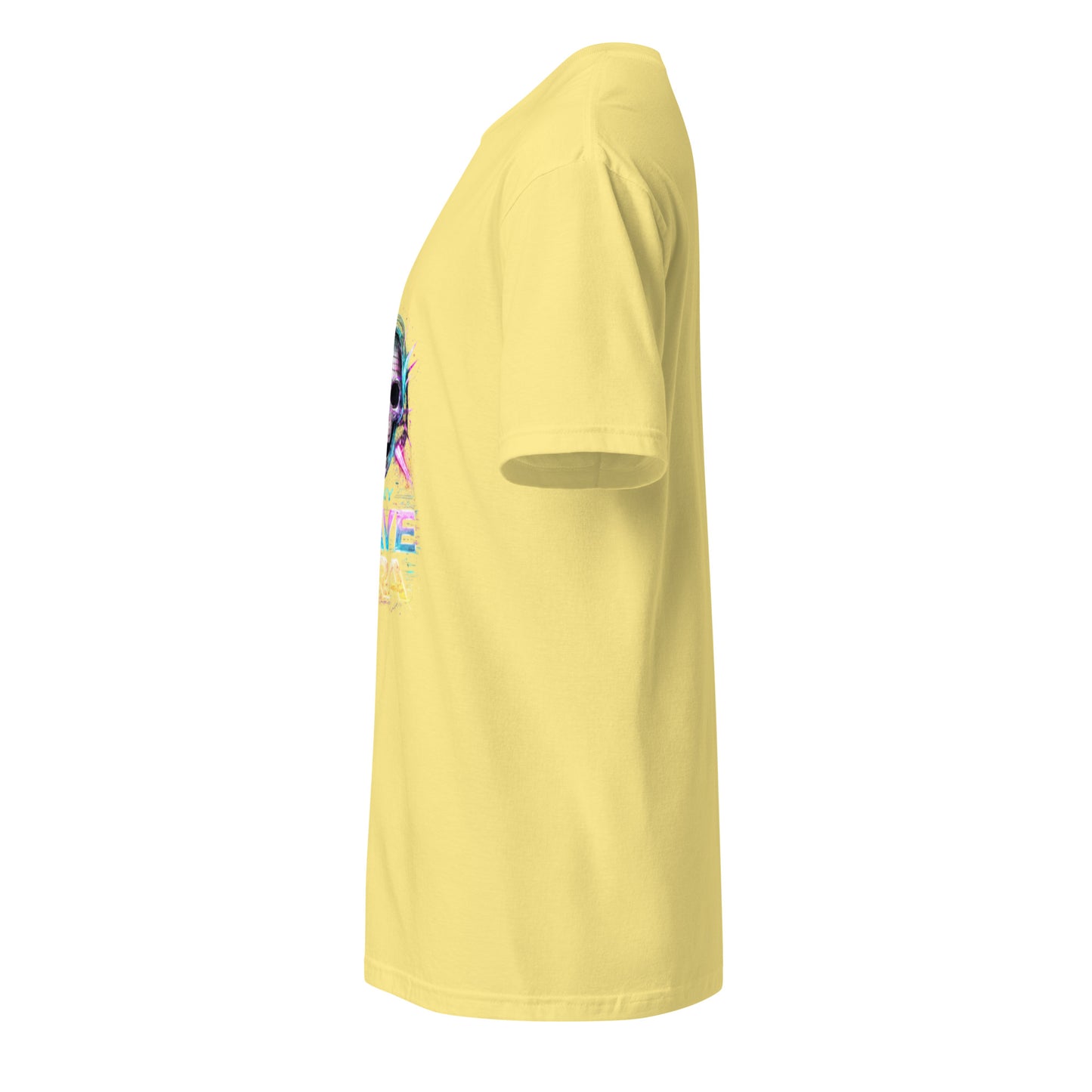 In My Rave Era – Neon Skull Festival - Short-Sleeve Unisex T-Shirt - Graphic Tee - Cornsilk - Left side