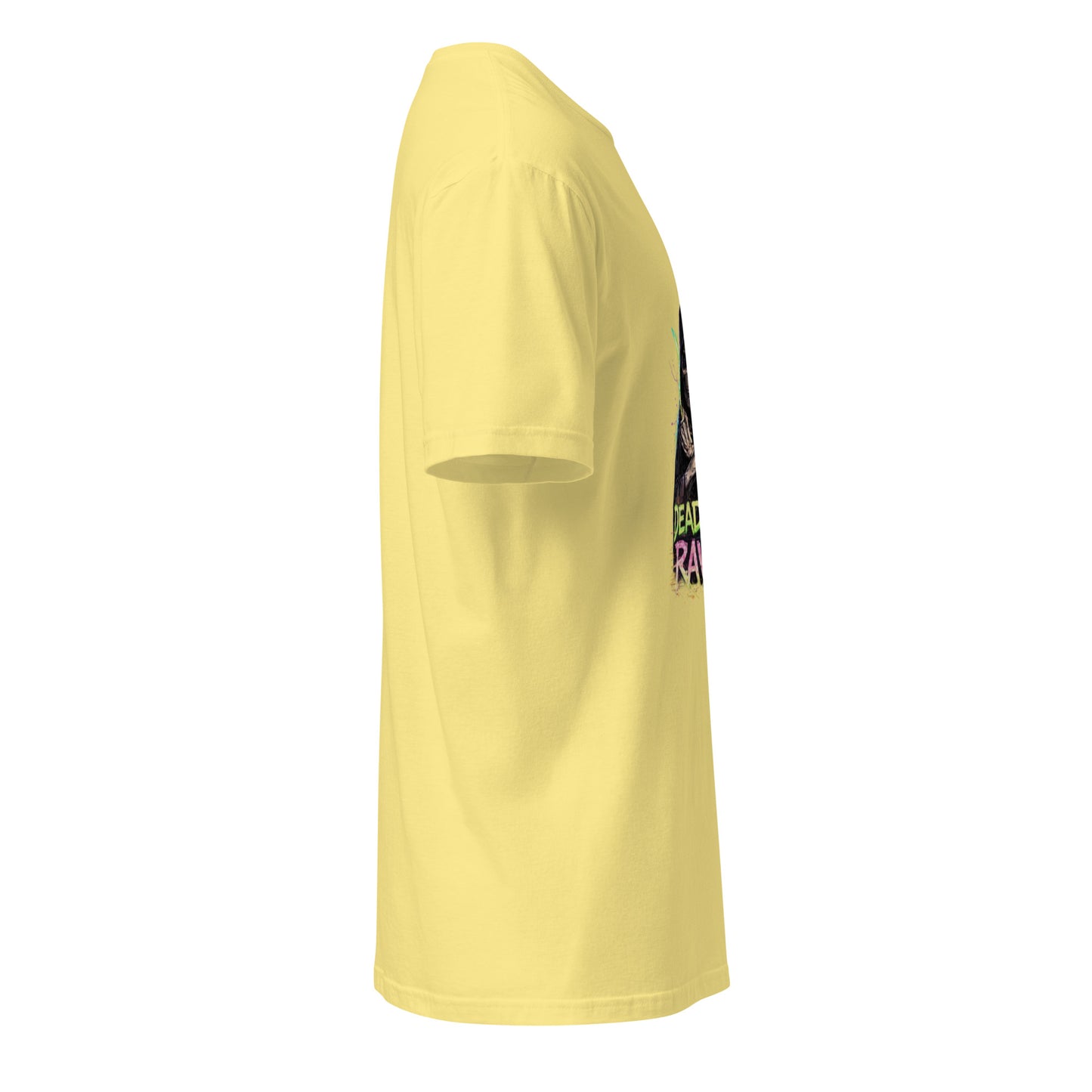 Dead End Raver – Neon Skull Rave - Short-Sleeve Unisex T-Shirt- Graphic Tee - Cornsilk - Right side