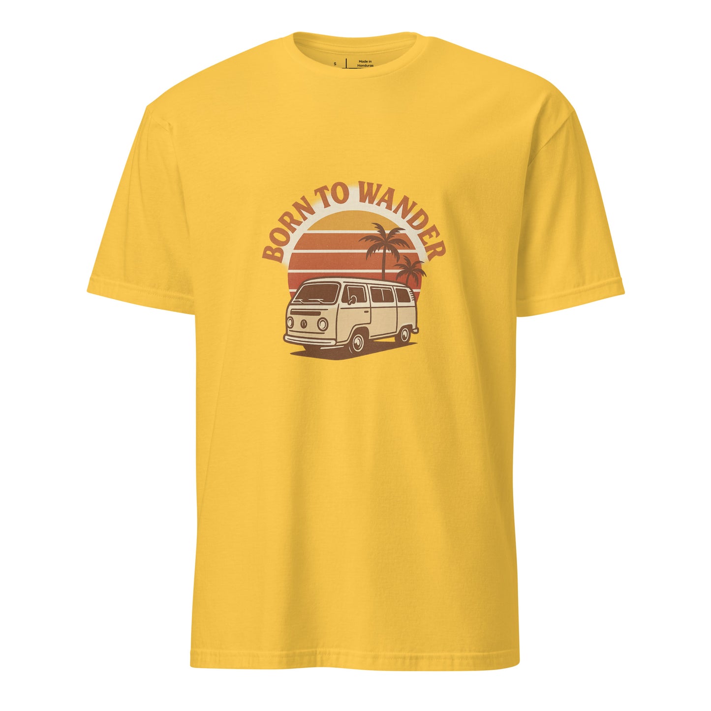 Born To Wander – Sunset Camper Edition - Short-Sleeve Unisex T-Shirt - Graphic Tee - Daisy - Front