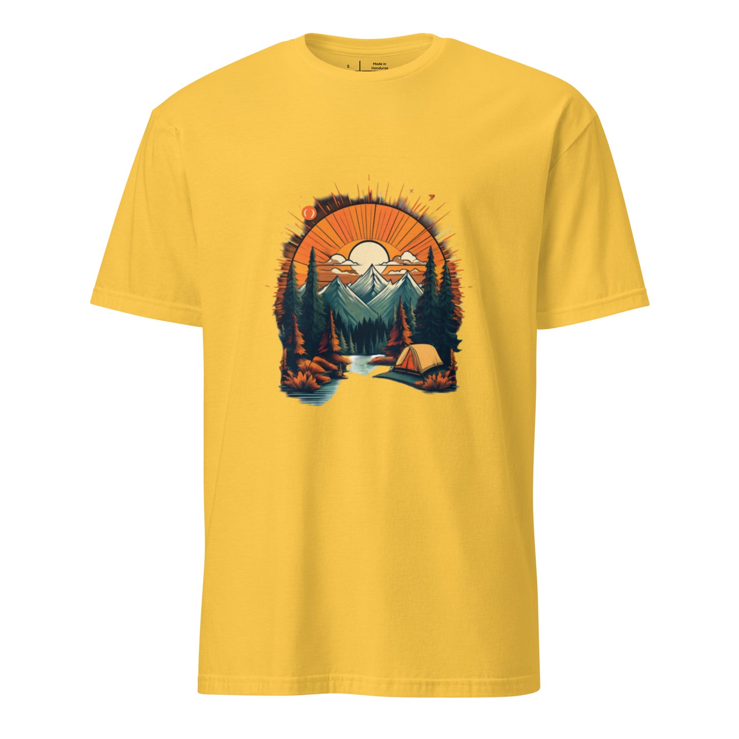 Golden Sunset Camping Escape – Adventure - Short-Sleeve Unisex T-Shirt - Graphic Tee - Daisy - Front