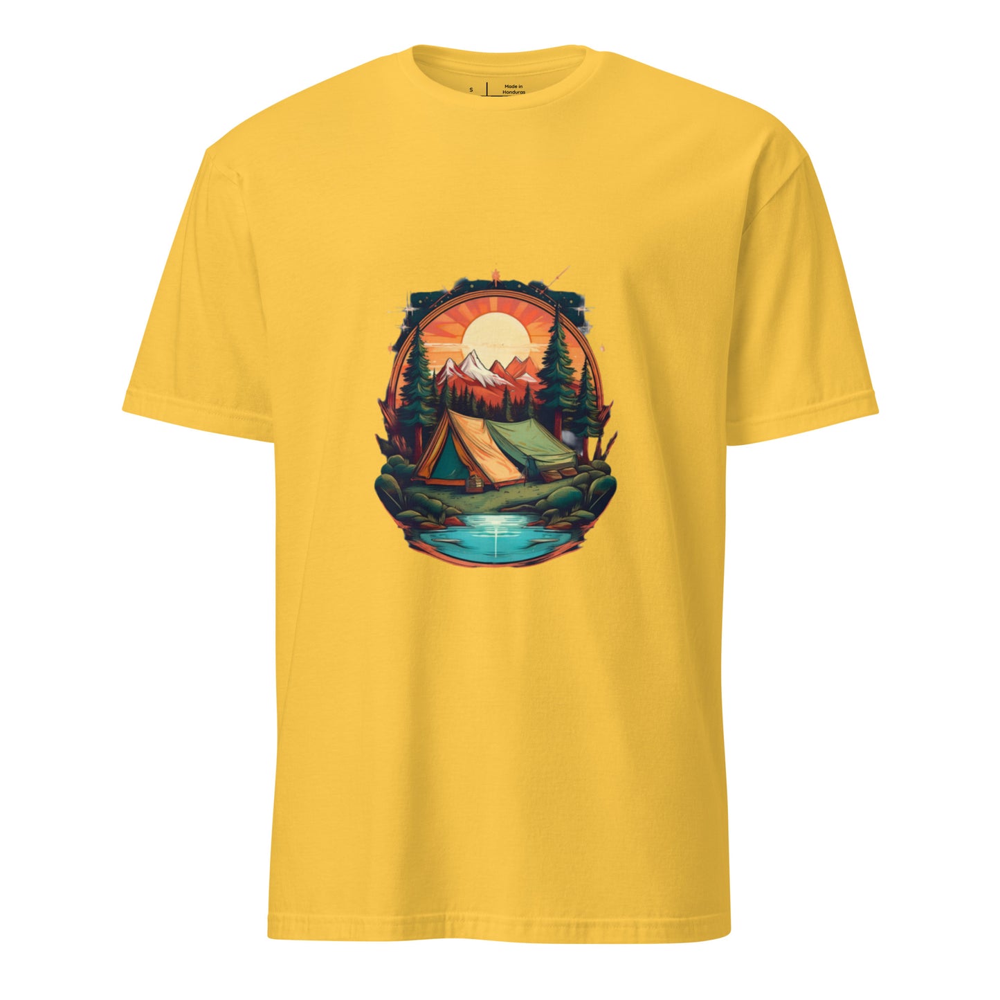 Golden Escape – Twin Tent Adventure - Short-Sleeve Unisex T-Shirt - Graphic Tee - Daisy - Front