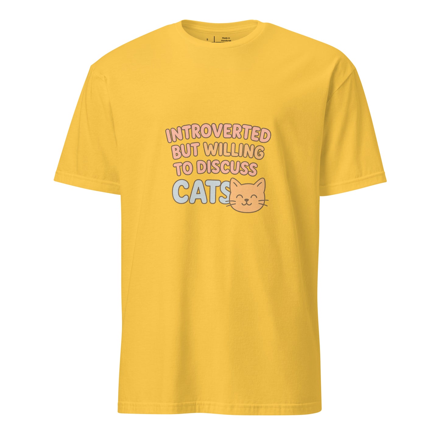 Introverted But Willing To Discuss Cats – Cozy Cat Lovers - Short-Sleeve Unisex T-Shirt - Graphic Tee - Daisy - Front