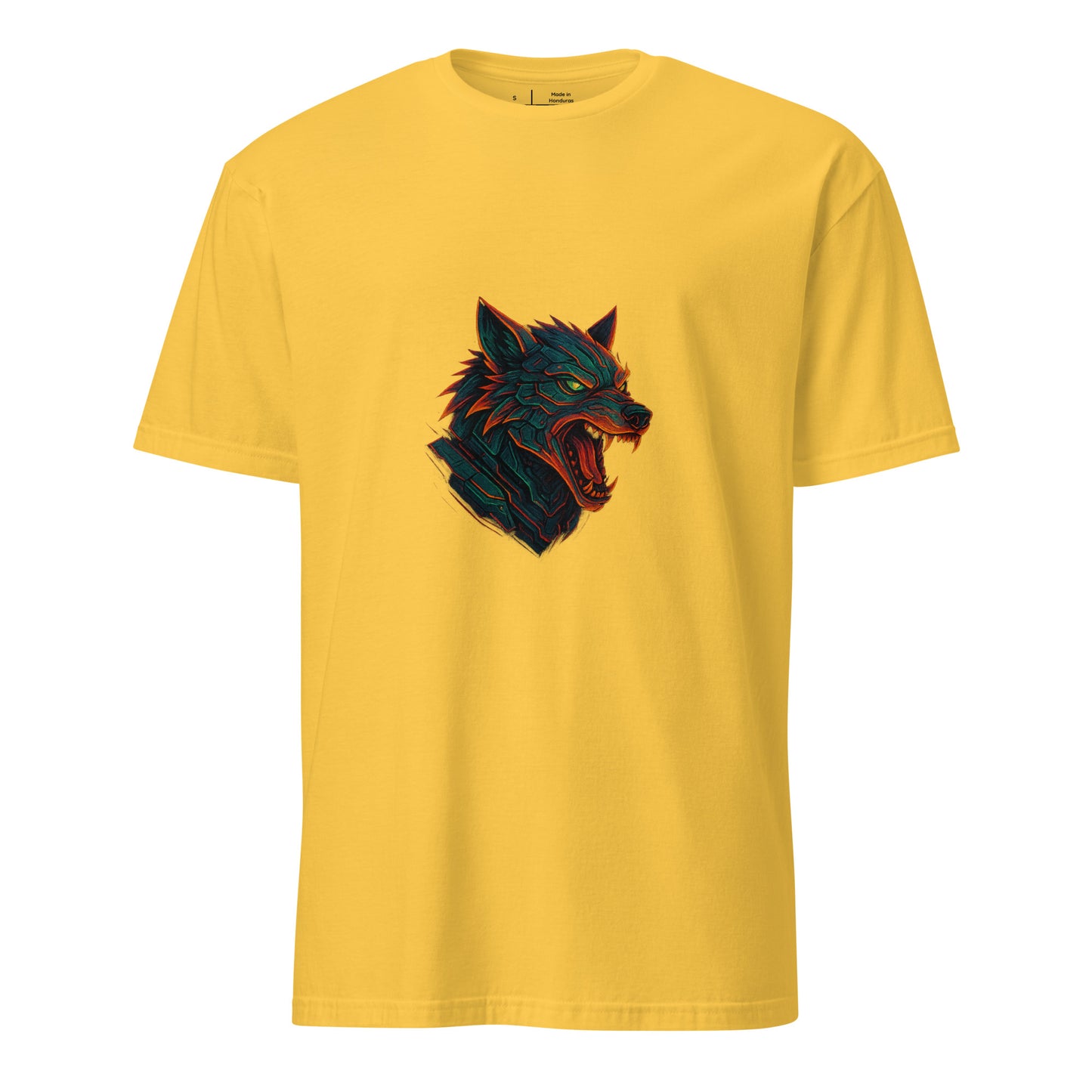 The Wolf Overdrive – Cyber Wolf Unleashed - Short-Sleeve Unisex T-Shirt - Graphic Tee - Daisy - Front