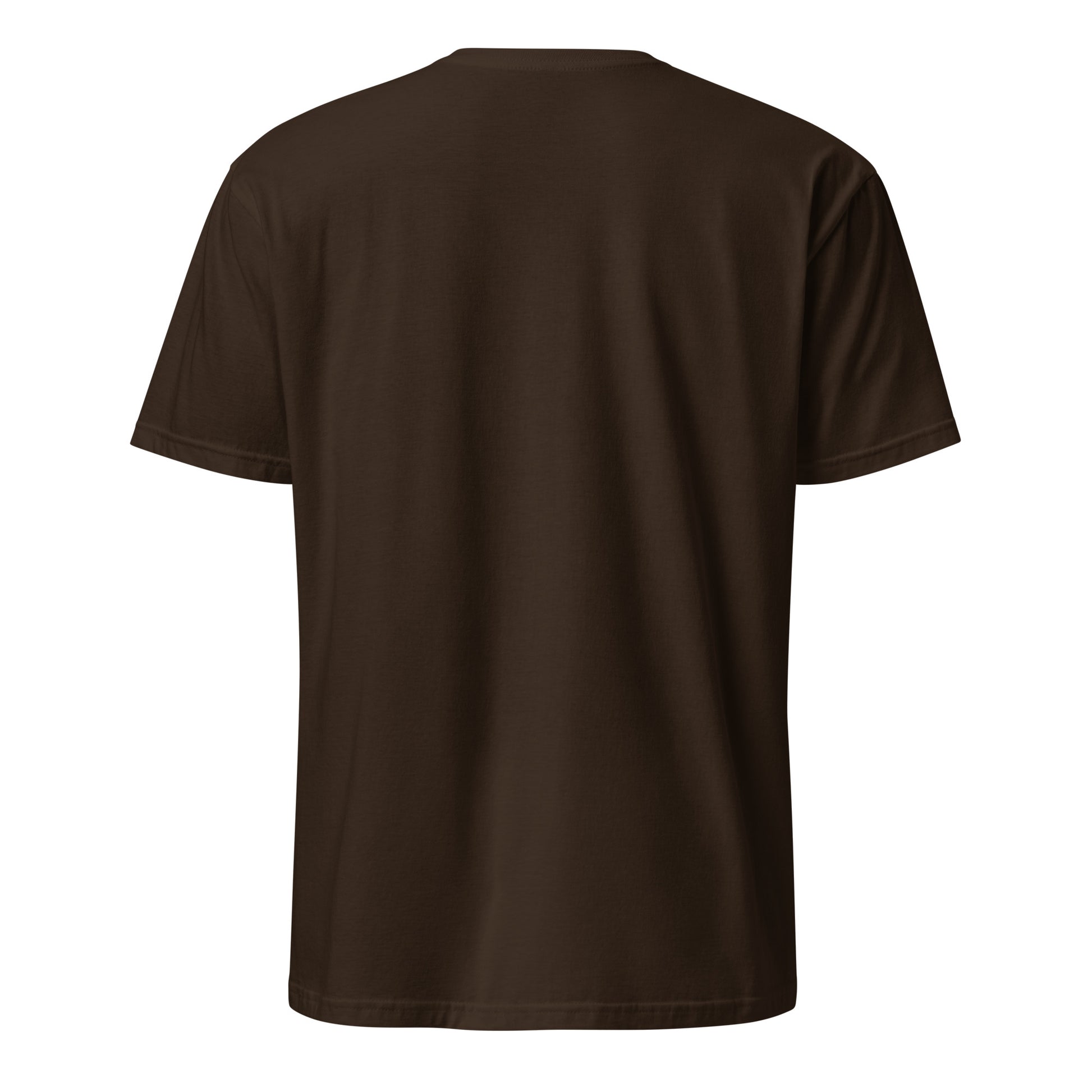 Glitch Totem Mask – Tribal Cyberpunk - Short-Sleeve Unisex T-Shirt - Graphic Tee - Dark Chocolate - Back