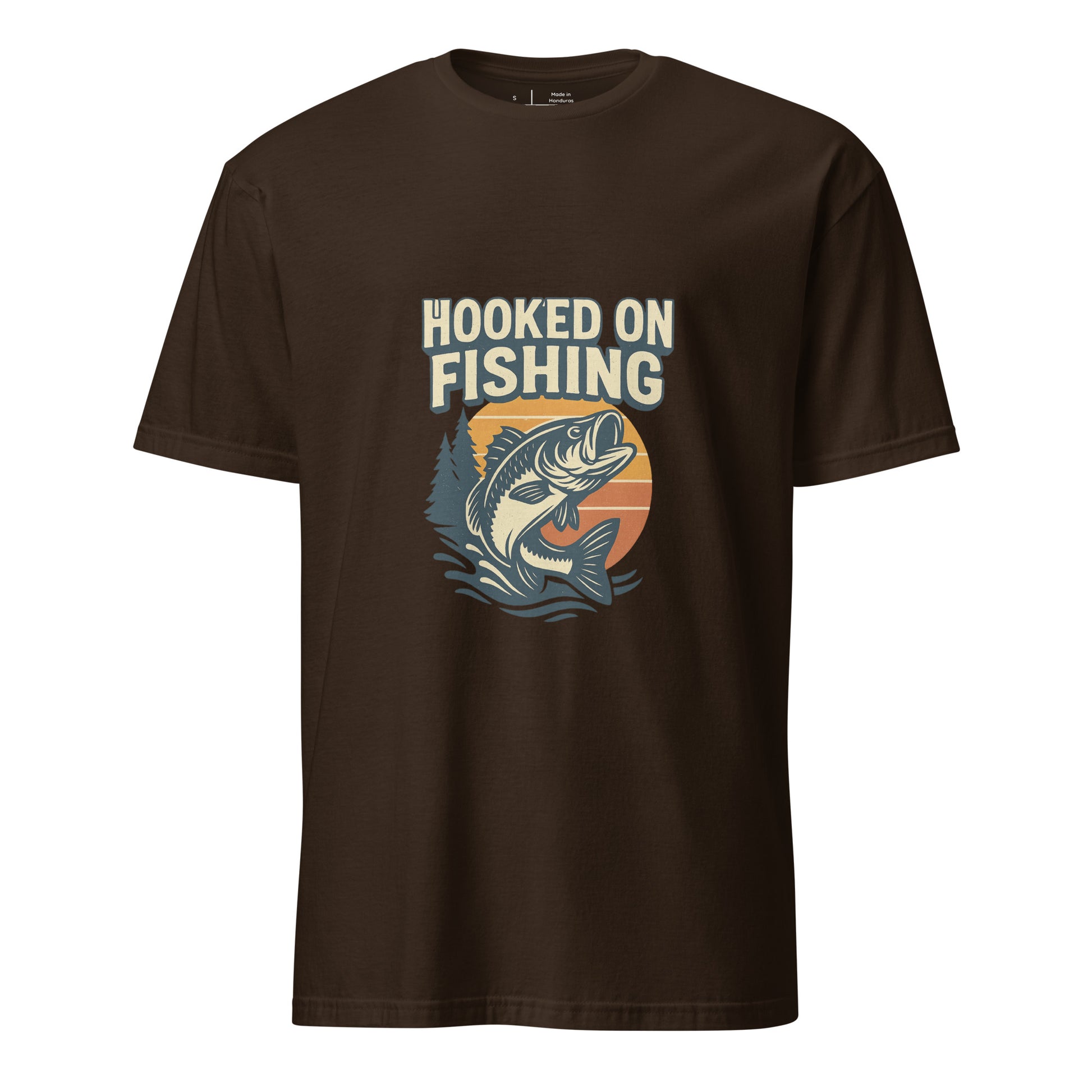 Hooked On Fishing - Hobbyist - Short-Sleeve Unisex T-Shirt - Graphic Tee - Dark Chocolate - Front