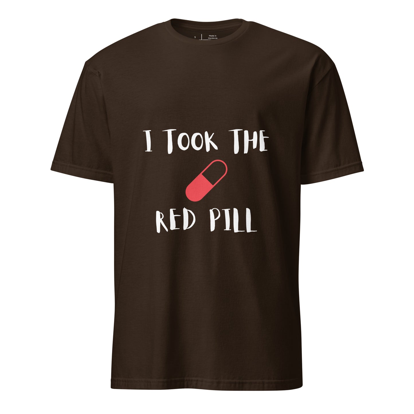 The Red Pill - Sci-Fi Tribute - Short-Sleeve Unisex T-Shirt - Graphic Tee - Dark Chocolate - Front