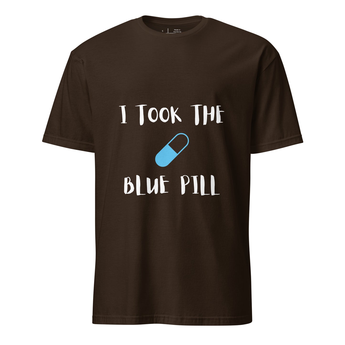 The Blue Pill - Sci-Fi Tribute - Short-Sleeve Unisex T-Shirt - Graphic Tee - Dark Chocolate - Front