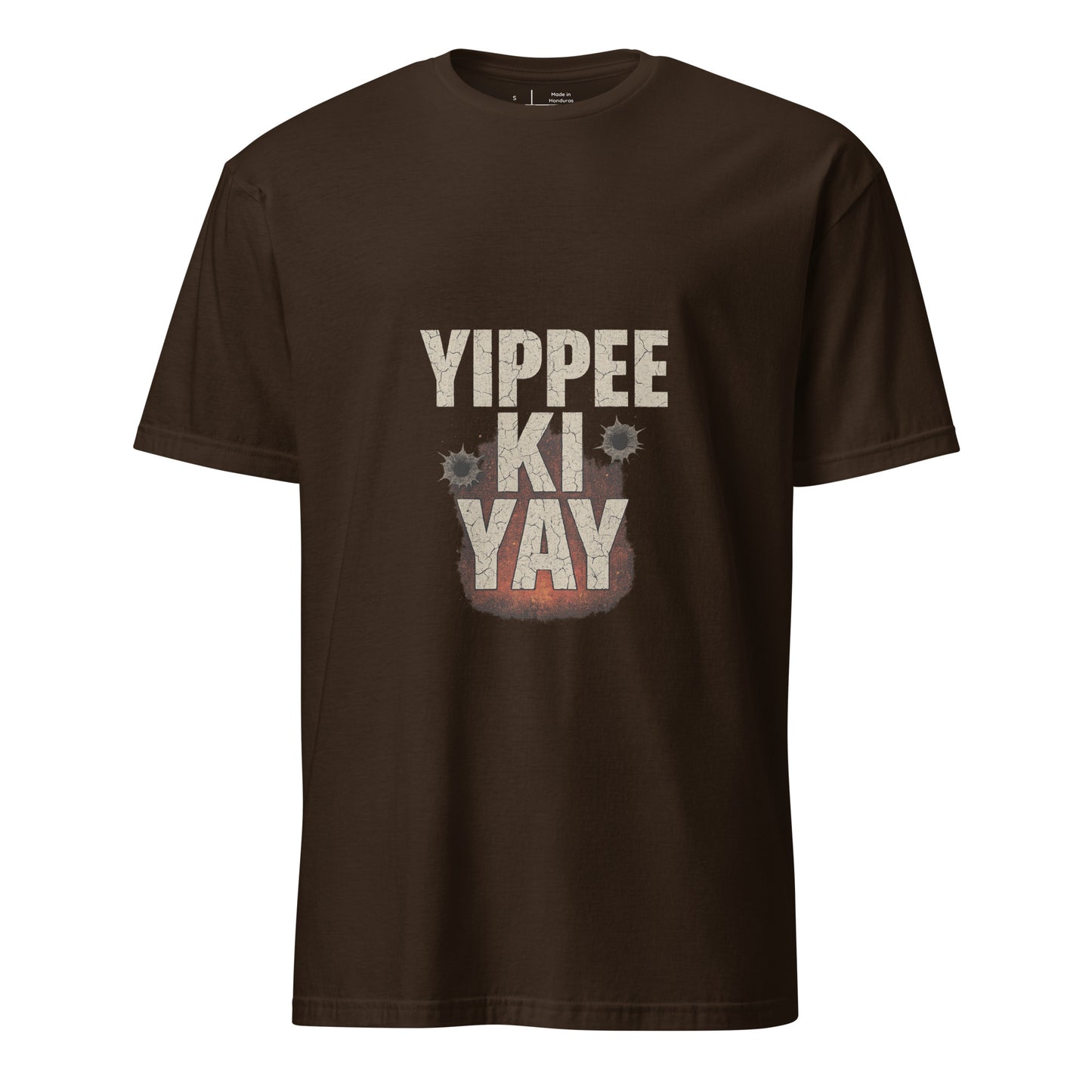 Yippee Ki Yay - 80's Nostalgia - Short-Sleeve Unisex T-Shirt - Graphic Tee - Dark Chocolate - Front