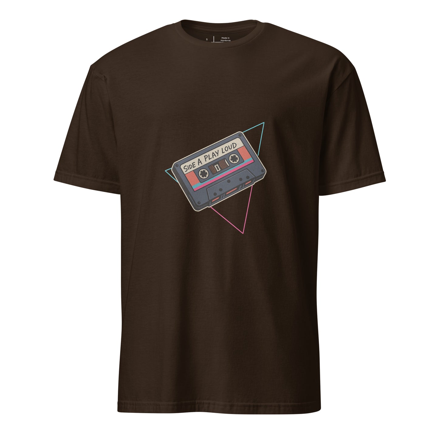 Side A. Play Loud - Retro Music Lover - Short-Sleeve Unisex T-Shirt - Graphic Tee - Dark Chocolate - Front