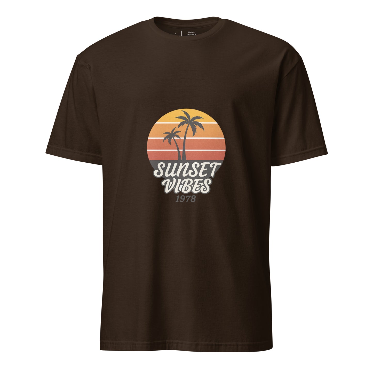 Sunset Vibes – 1978 Retro - Short-Sleeve Unisex T-Shirt - Graphic Tee - Dark Chocolate - Front