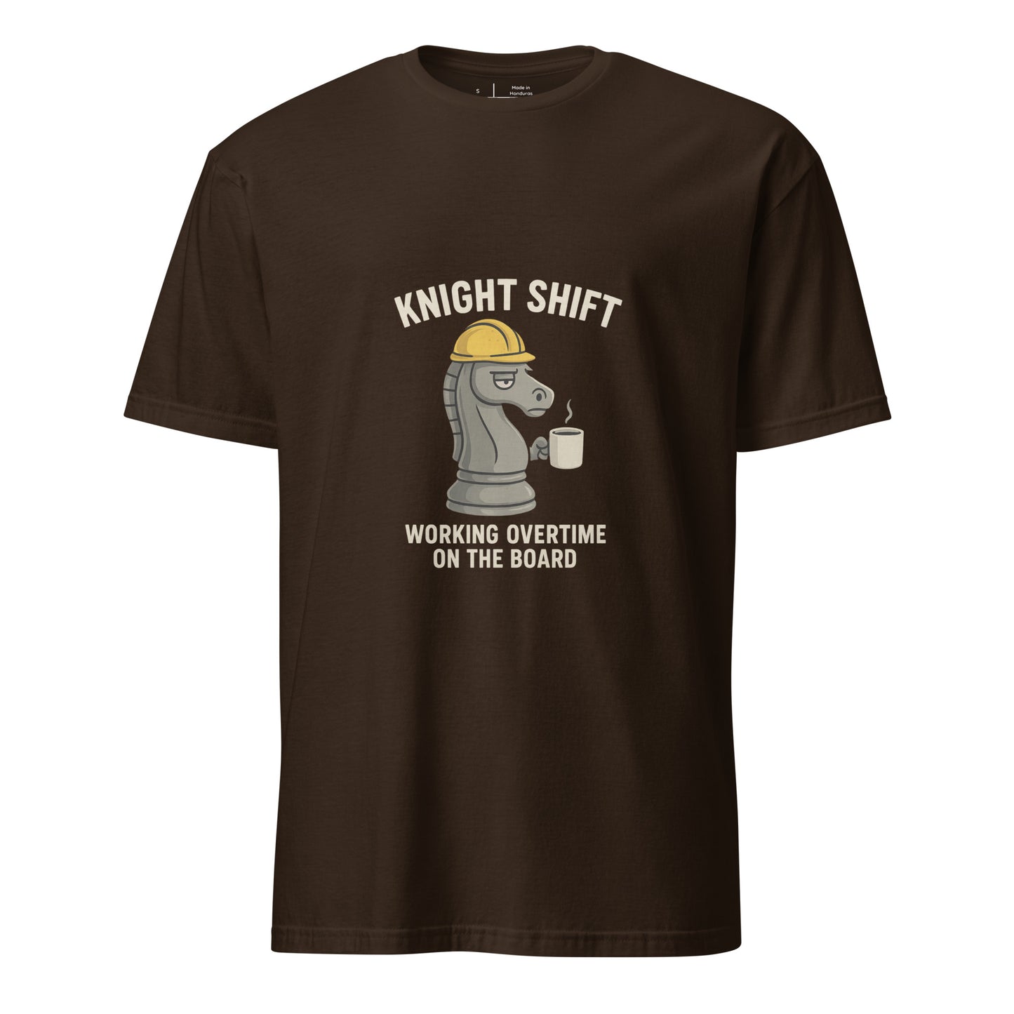 Knight Shift – Bold Chess Humour - Short-Sleeve Unisex T-Shirt - Graphic Tee - Dark Chocolate - Front
