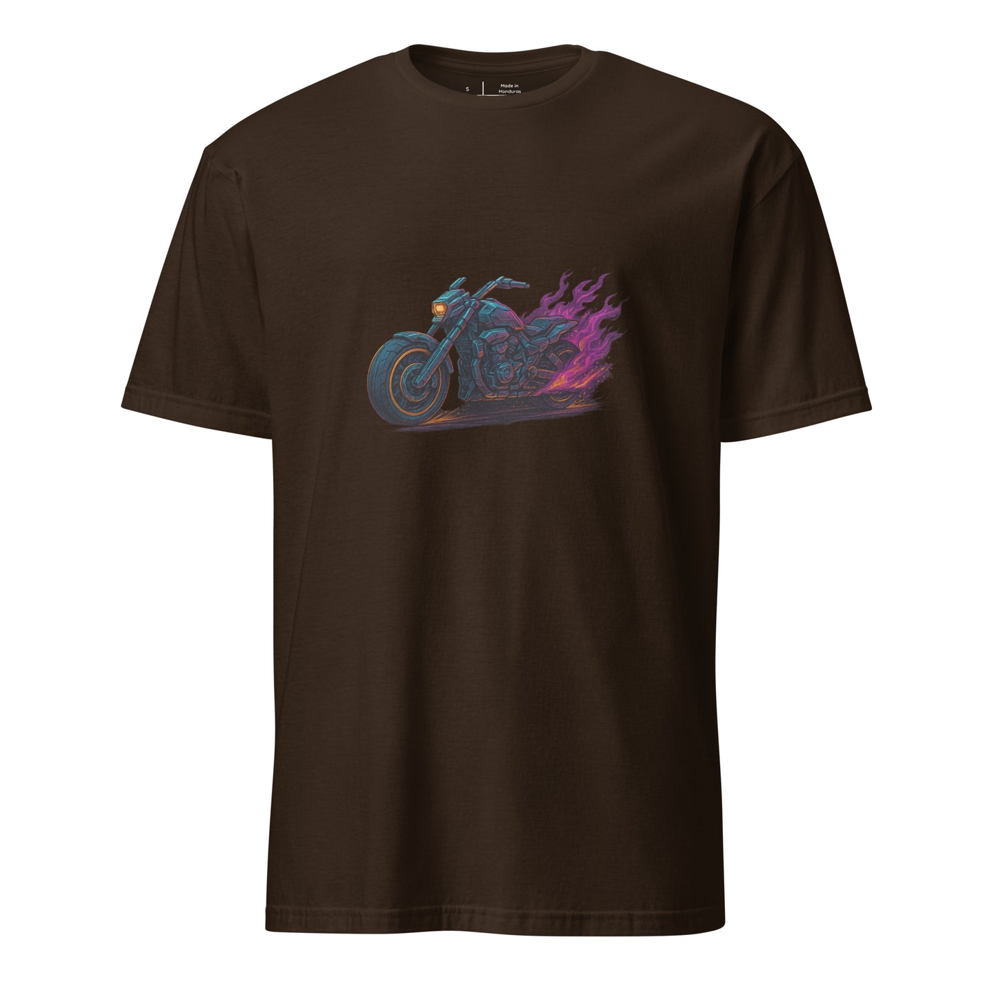 Mecha Chopper – Ride The Machine, Rule The Streets - Short-Sleeve Unisex T-Shirt - Graphic Tee - Dark Chocolate - Front