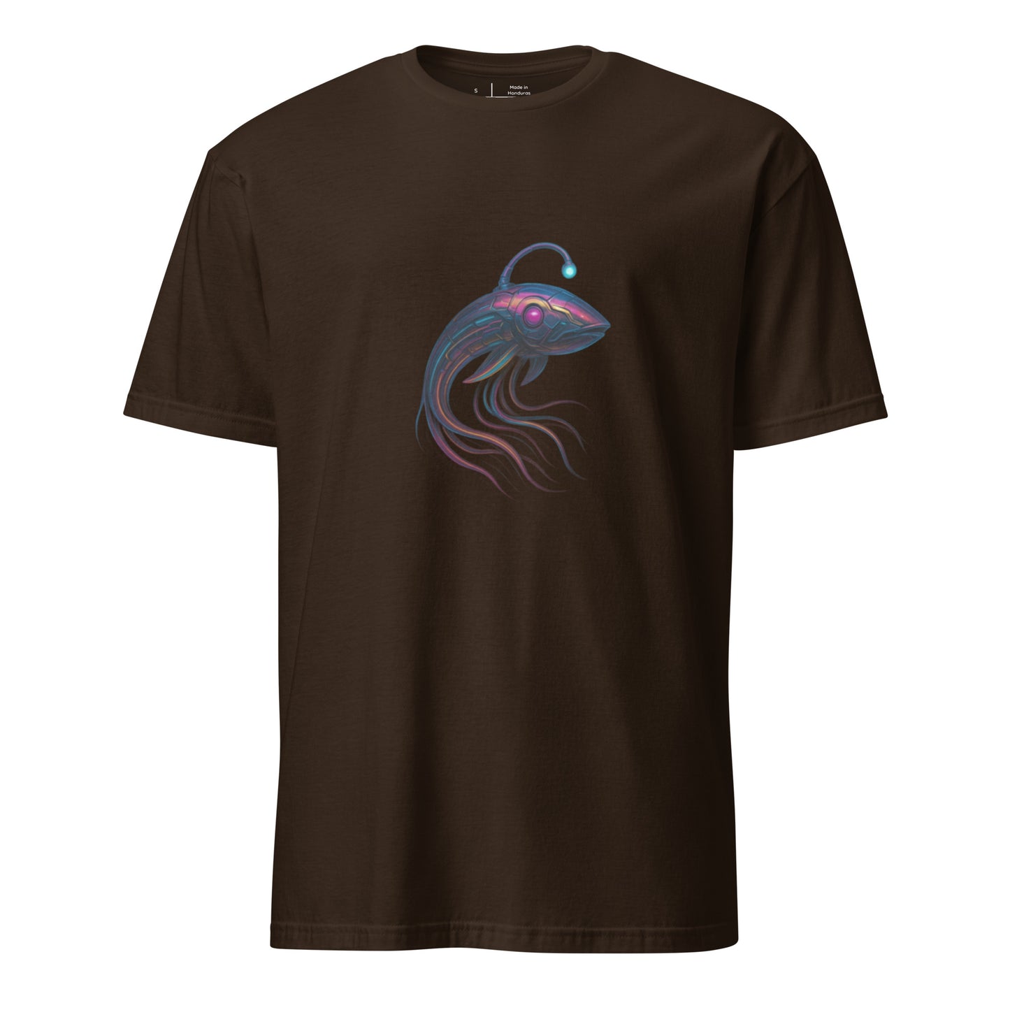 Cyber Squid – The Deep Tech Leviathan - Short-Sleeve Unisex T-Shirt - Graphic Tee - Dark Chocolate - Front