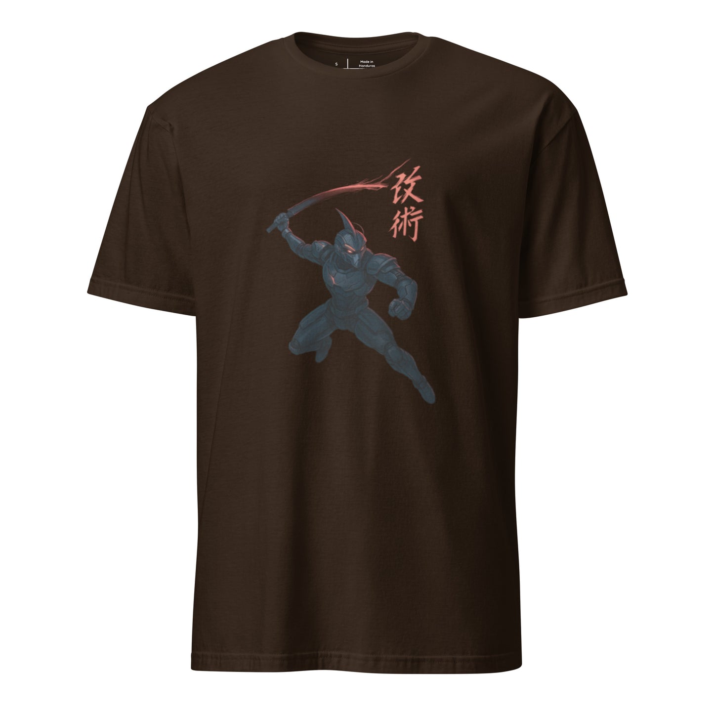 Neo-Samurai 09 – Cybernetic Warrior - Short-Sleeve Unisex T-Shirt - Graphic Tee - Dark Chocolate - Front