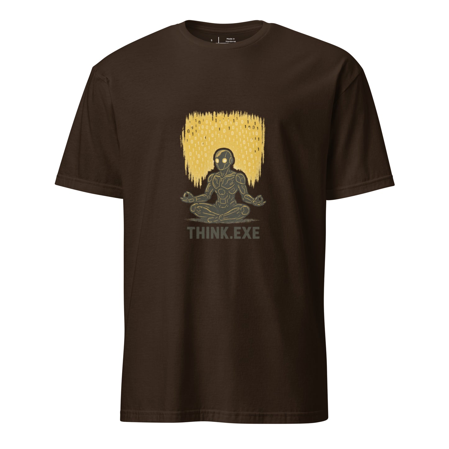 Think.exe – Cyber Meditation - Short-Sleeve Unisex T-Shirt - Graphic Tee - Dark Chocolate - Front