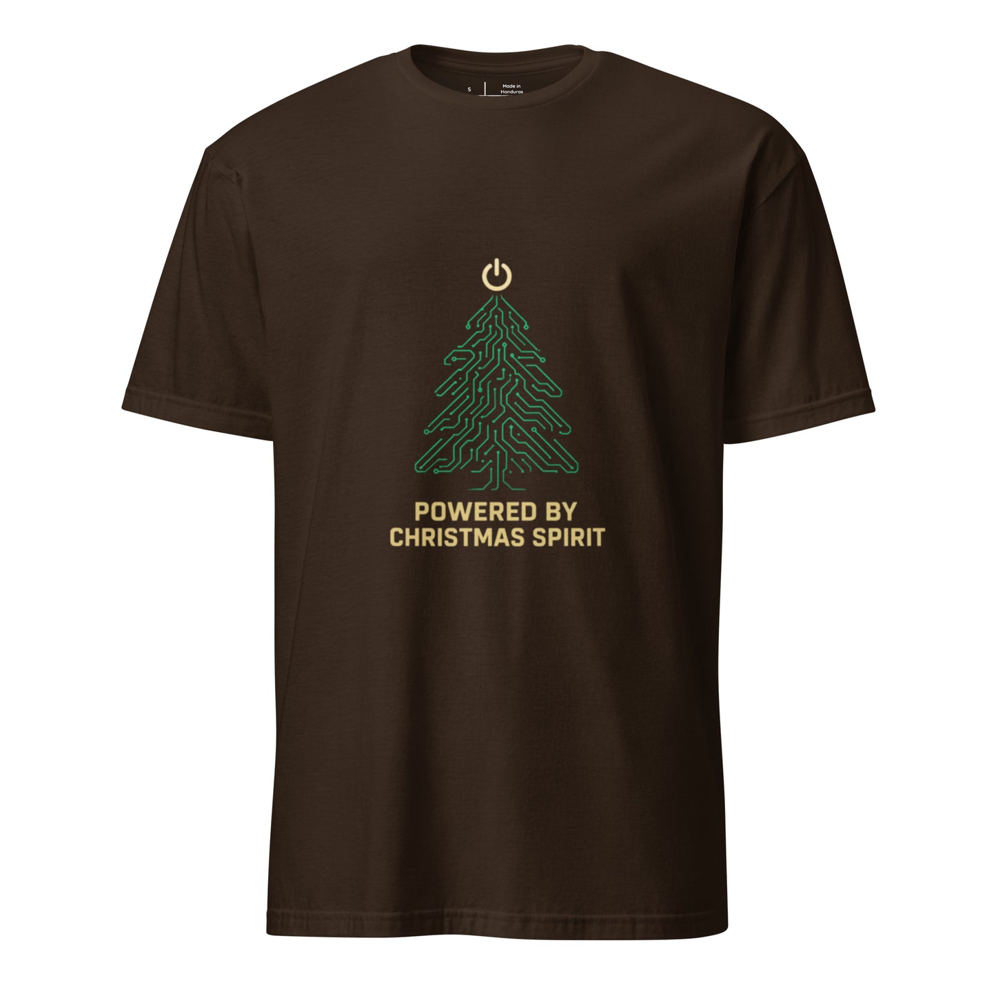 Tree Of Circuits - Powered By Christmas Spirit - Short-Sleeve Unisex T-Shirt - Graphic Tee - Dark Chocolate - Front