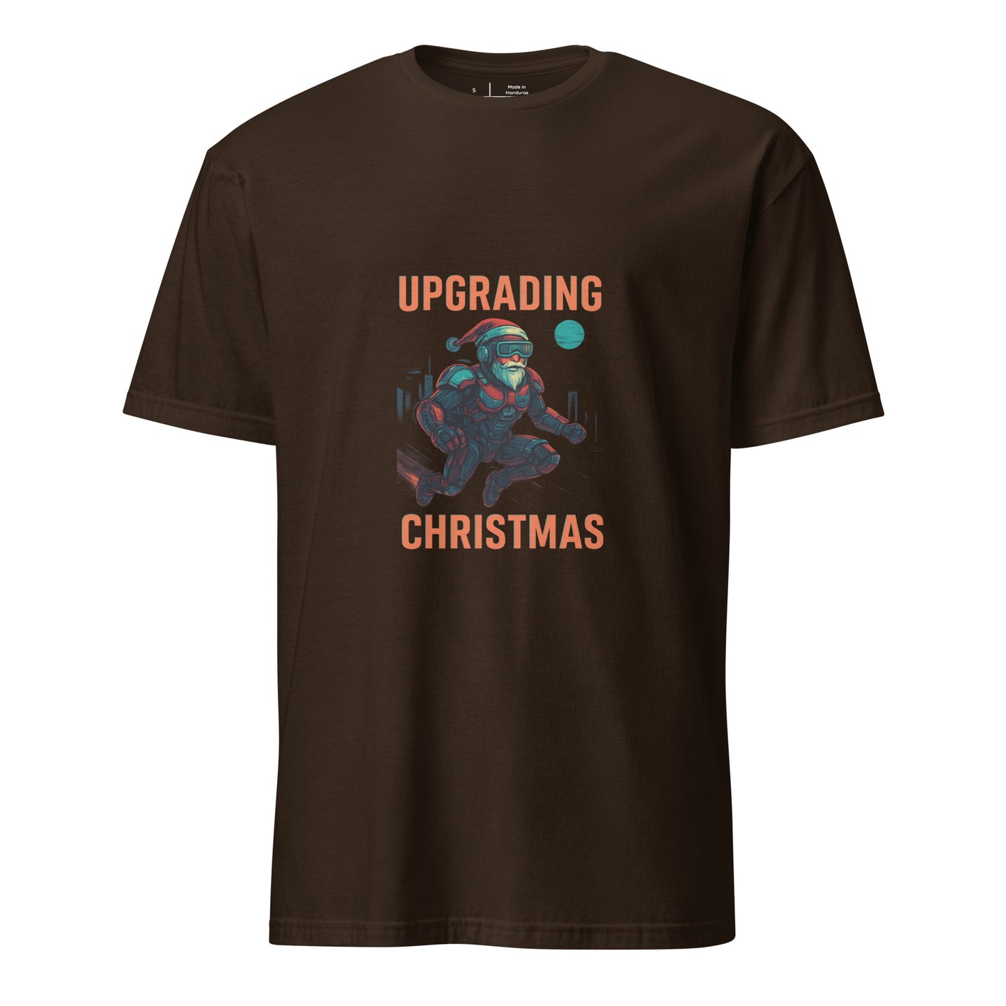 Cyber Santa 2099 - Upgrading Christmas - Short-Sleeve Unisex T-Shirt - Graphic Tee - Dark Chocolate - Front